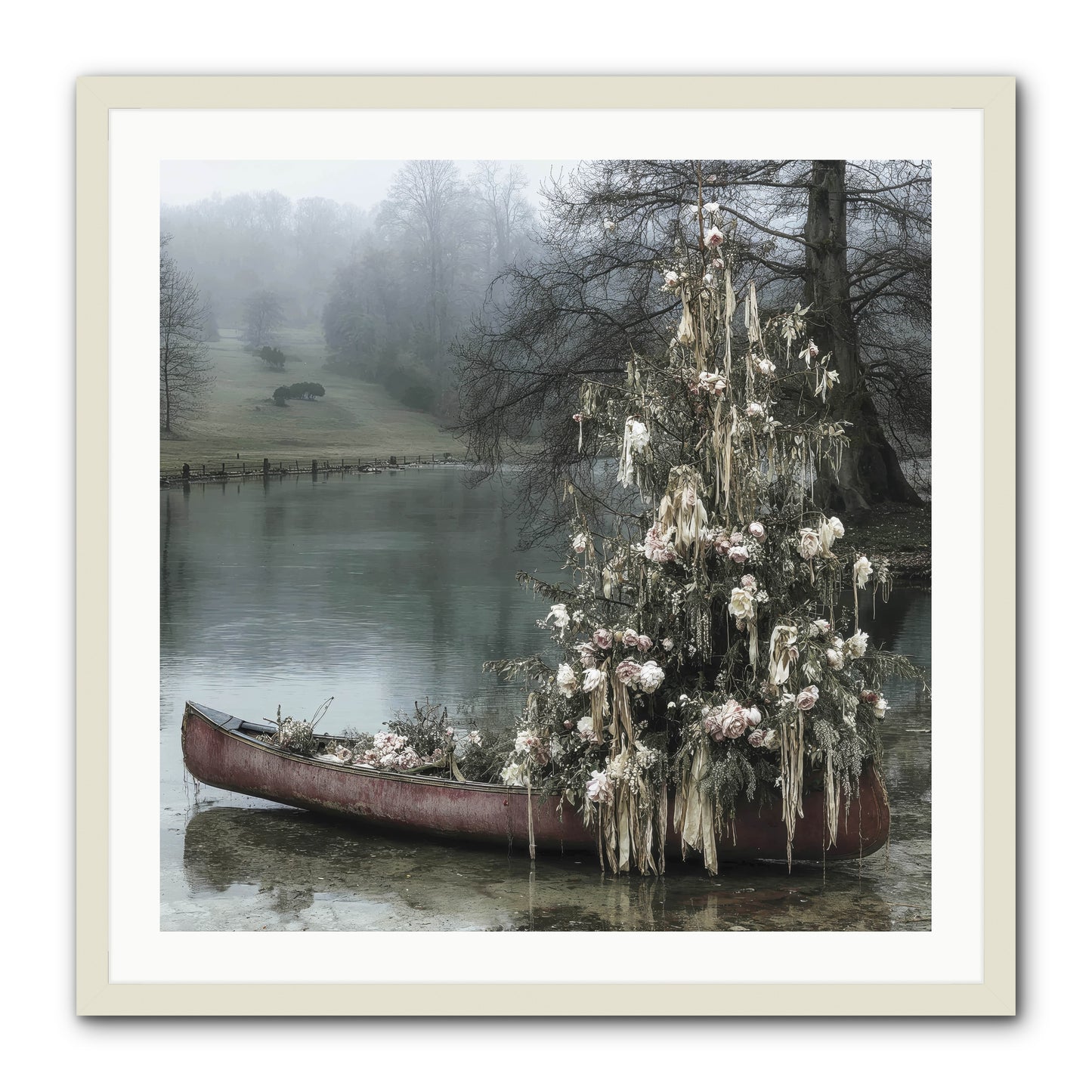 The Winter Lake Wonder -- Framed Print - White 30x30