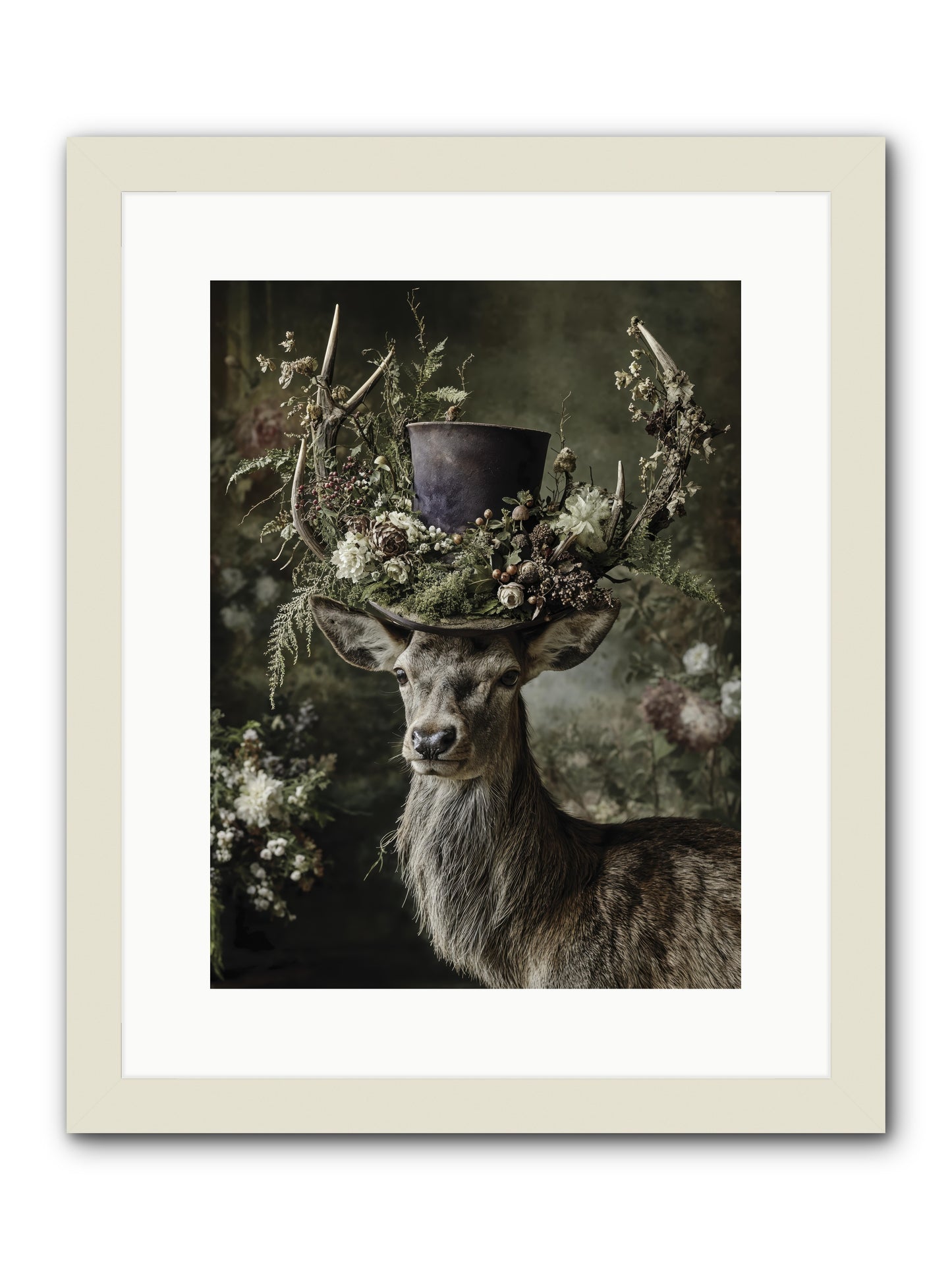 The Woodland Deity -- Framed Print - White 12x16