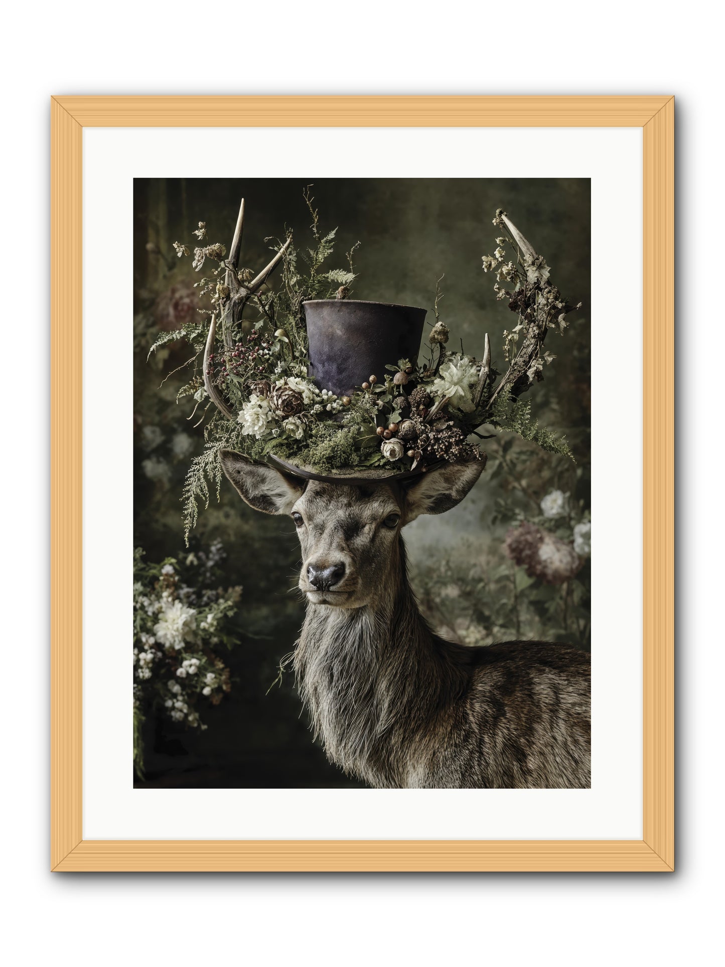 The Woodland Deity -- Framed Print - Natural 18x24