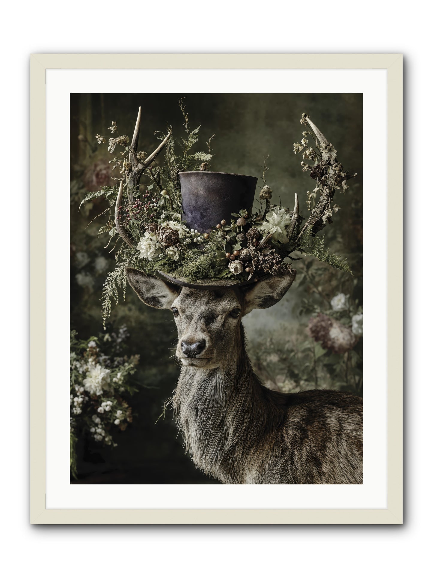 The Woodland Deity -- Framed Print - White 24x32