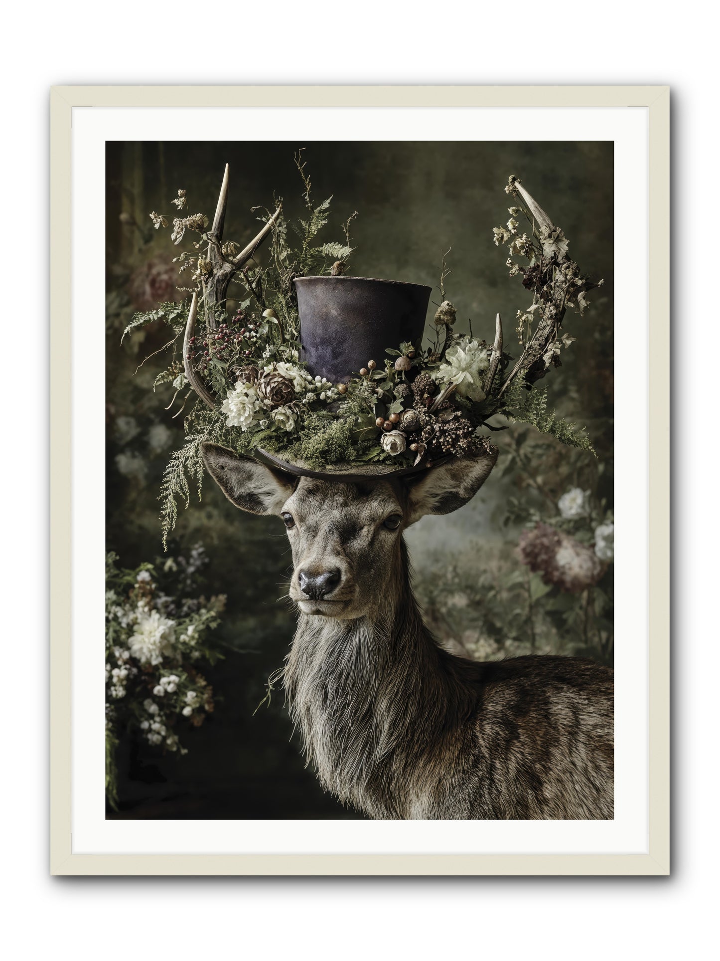 The Woodland Deity -- Framed Print - White 30x40