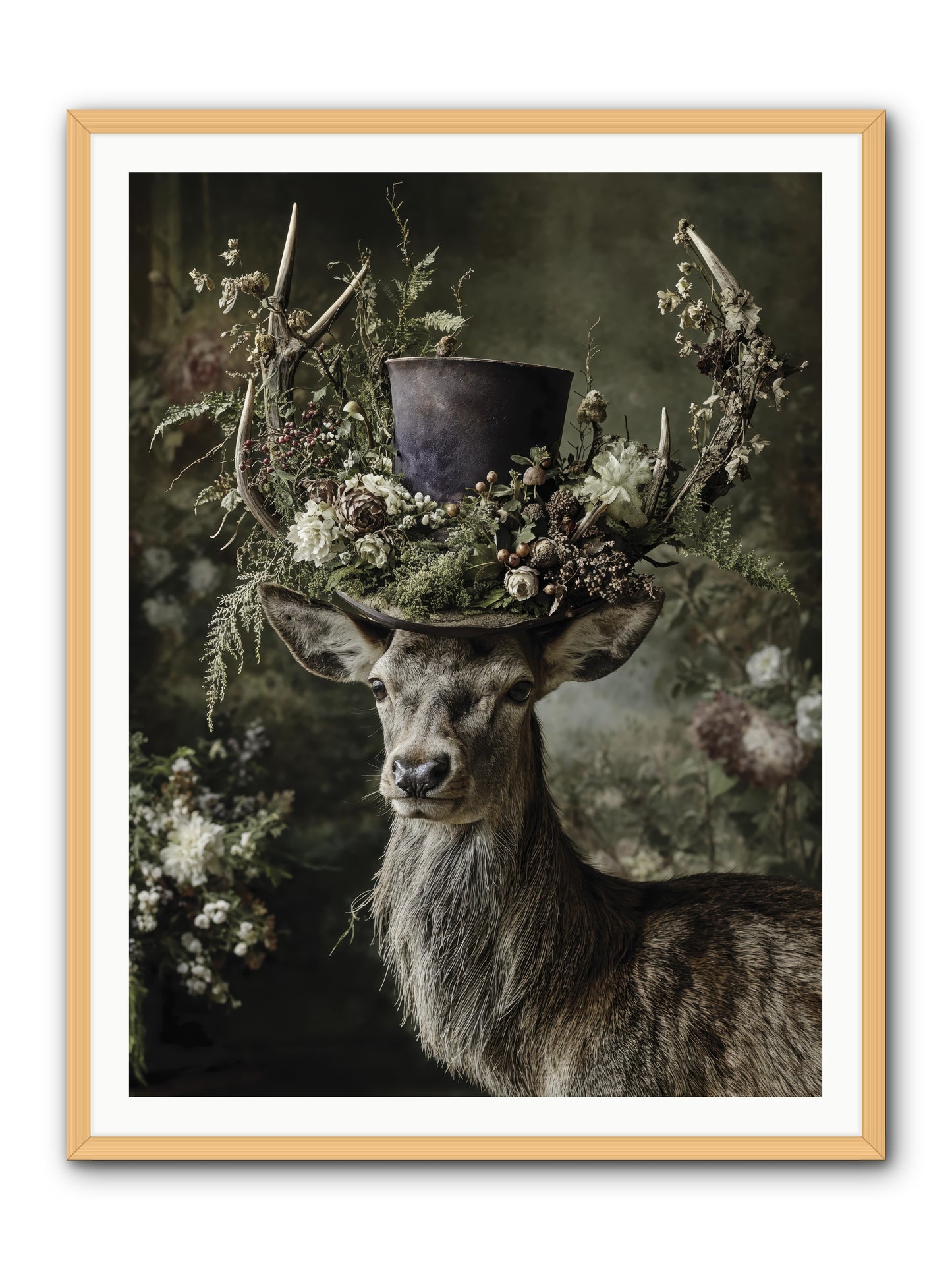 The Woodland Deity -- Framed Print - Natural 36x48