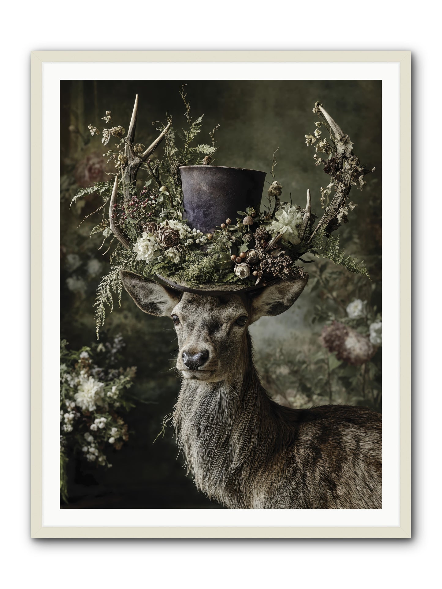The Woodland Deity -- Framed Print - White 36x48