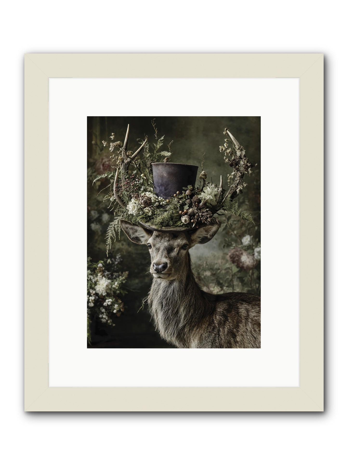 The Woodland Deity -- Framed Print - White 9x12