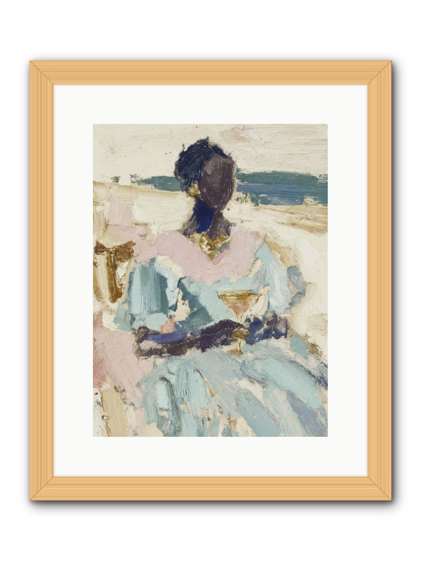 The ocean's gentle boundary -- Framed Print - Natural 12x16