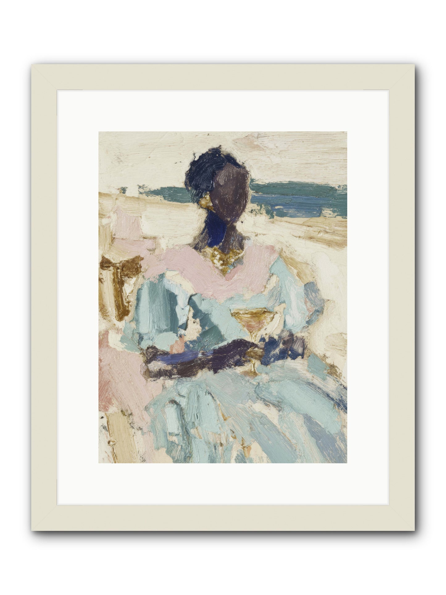 The ocean's gentle boundary -- Framed Print - White 12x16