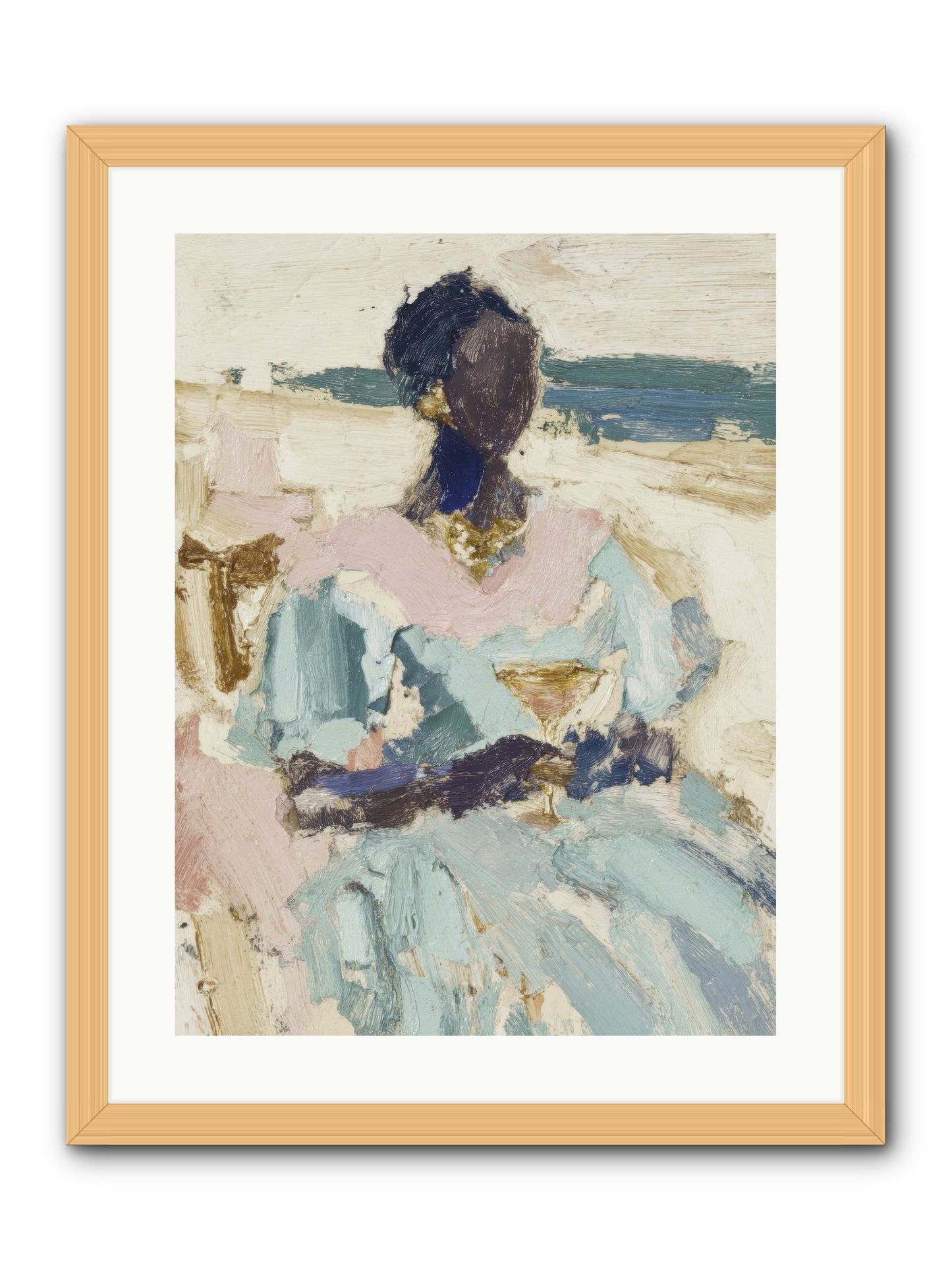The ocean's gentle boundary -- Framed Print - Natural 18x24