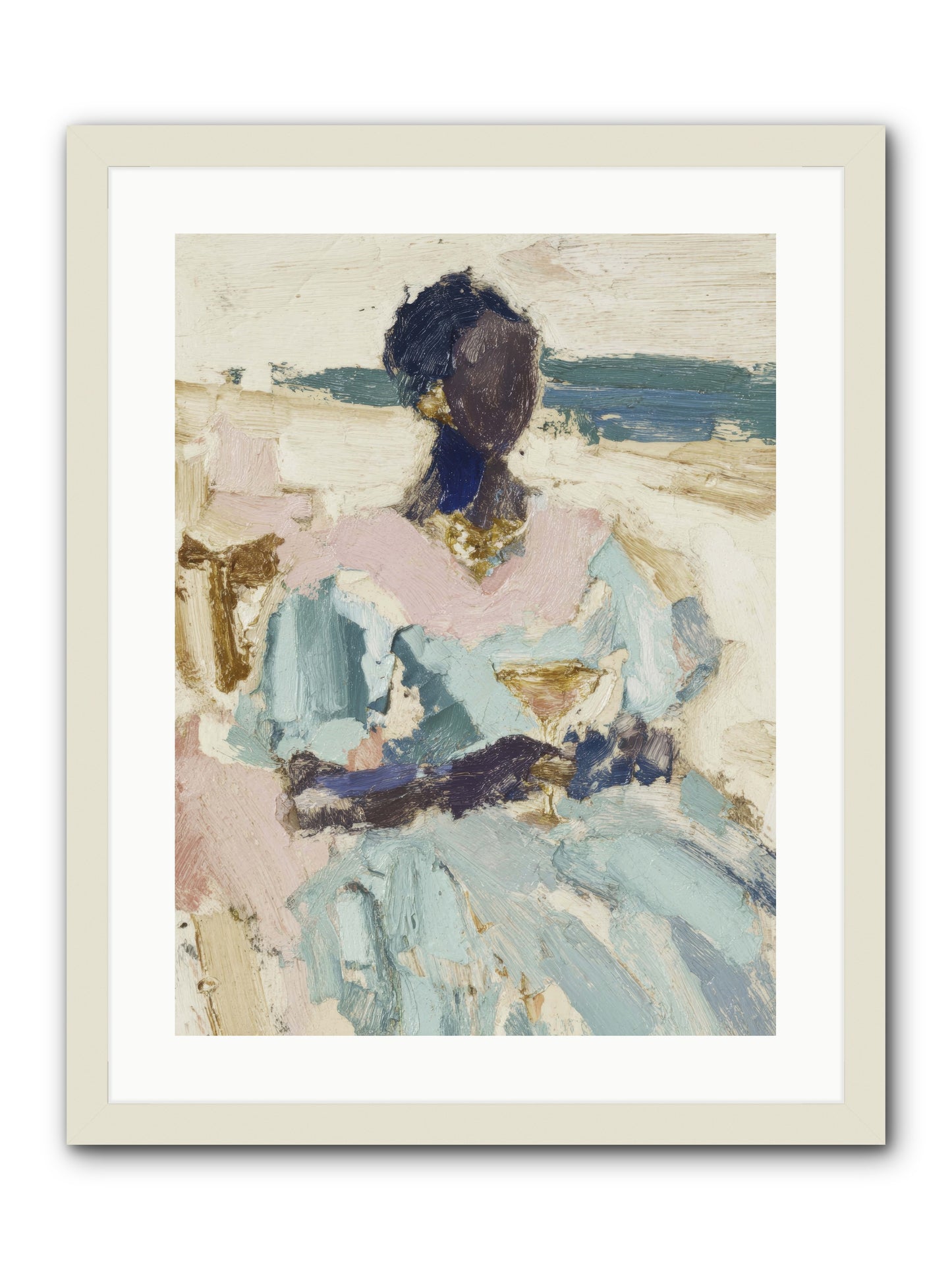 The ocean's gentle boundary -- Framed Print - White 18x24