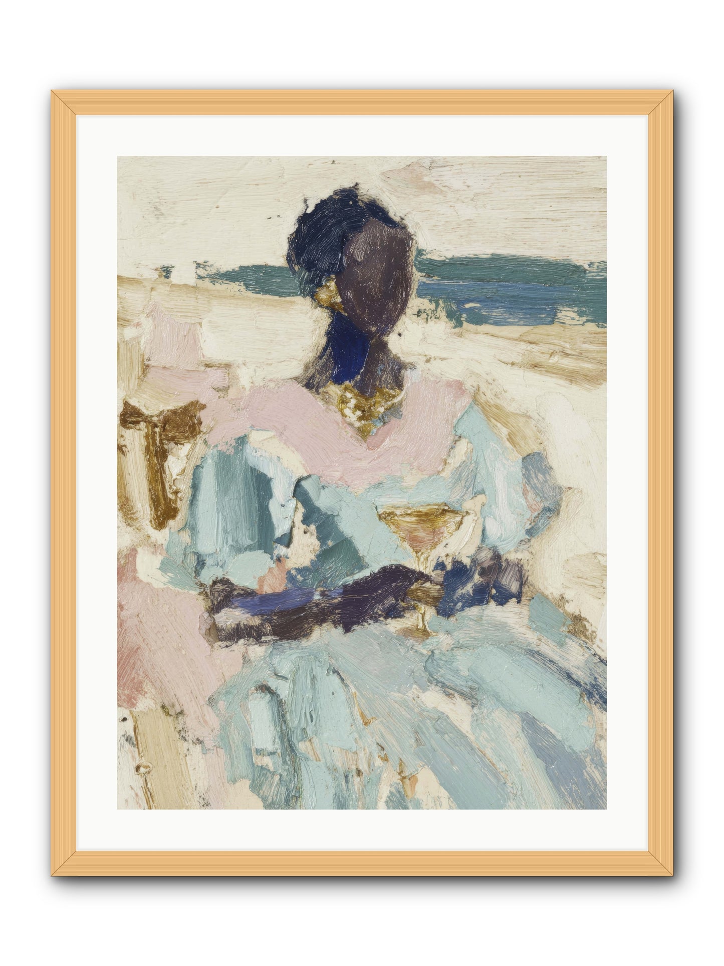 The ocean's gentle boundary -- Framed Print - Natural 24x32