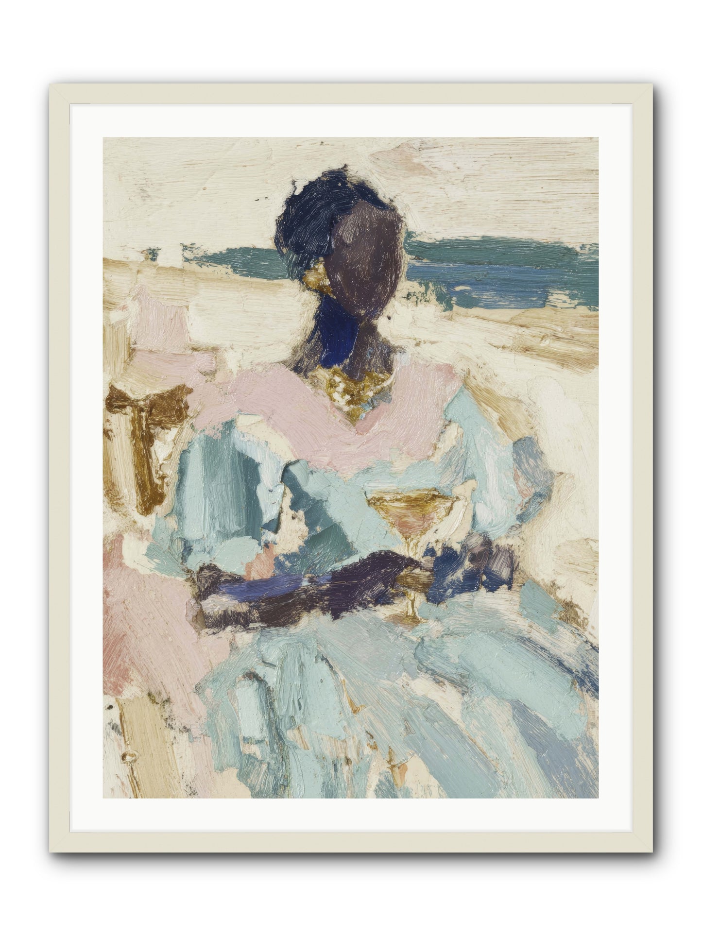 The ocean's gentle boundary -- Framed Print - White 30x40