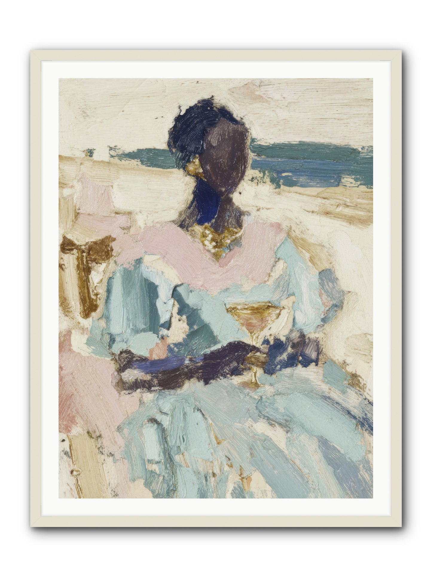 The ocean's gentle boundary -- Framed Print - White 36x48