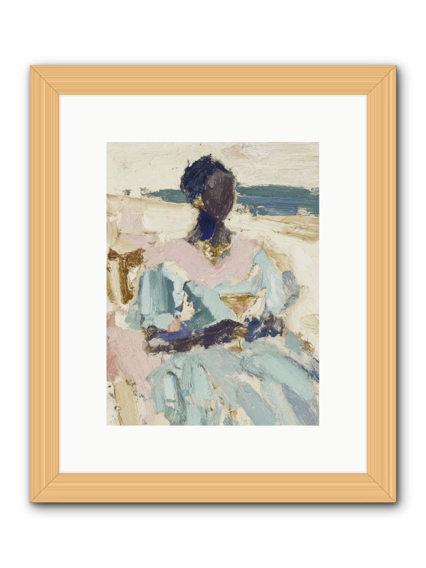 The ocean's gentle boundary -- Framed Print - Natural 9x12