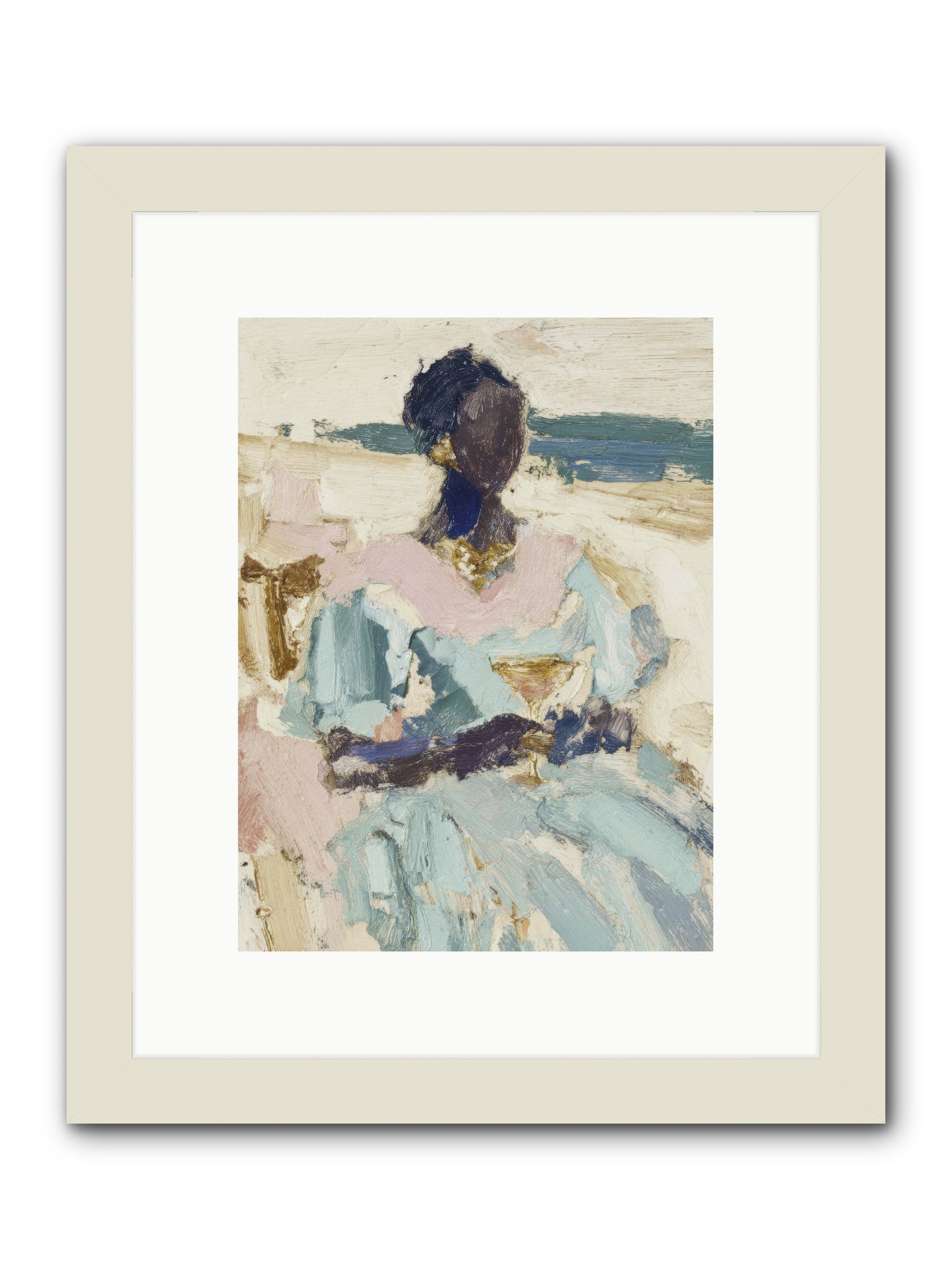 The ocean's gentle boundary -- Framed Print - White 9x12