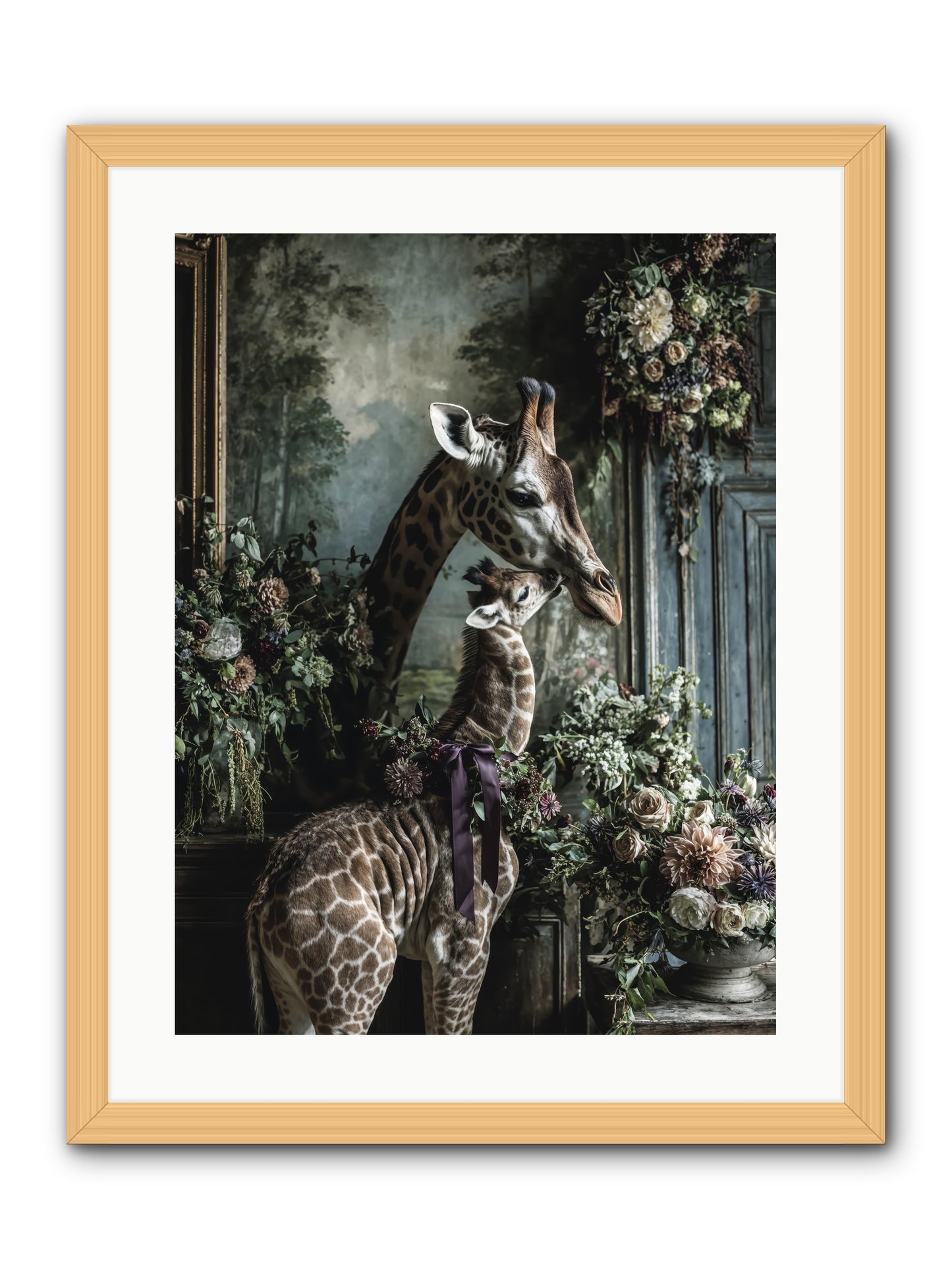 The space between hearts -- Framed Print - Natural 18x24