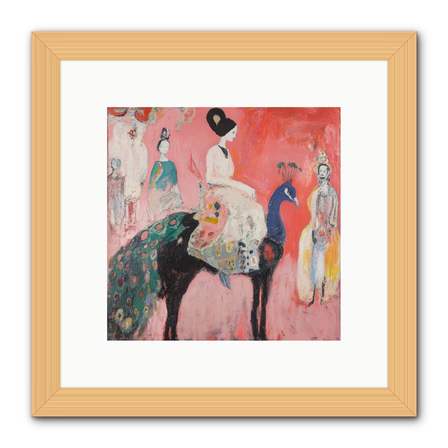 Theater Of Bold Plumes -- Framed Print - Natural 10x10