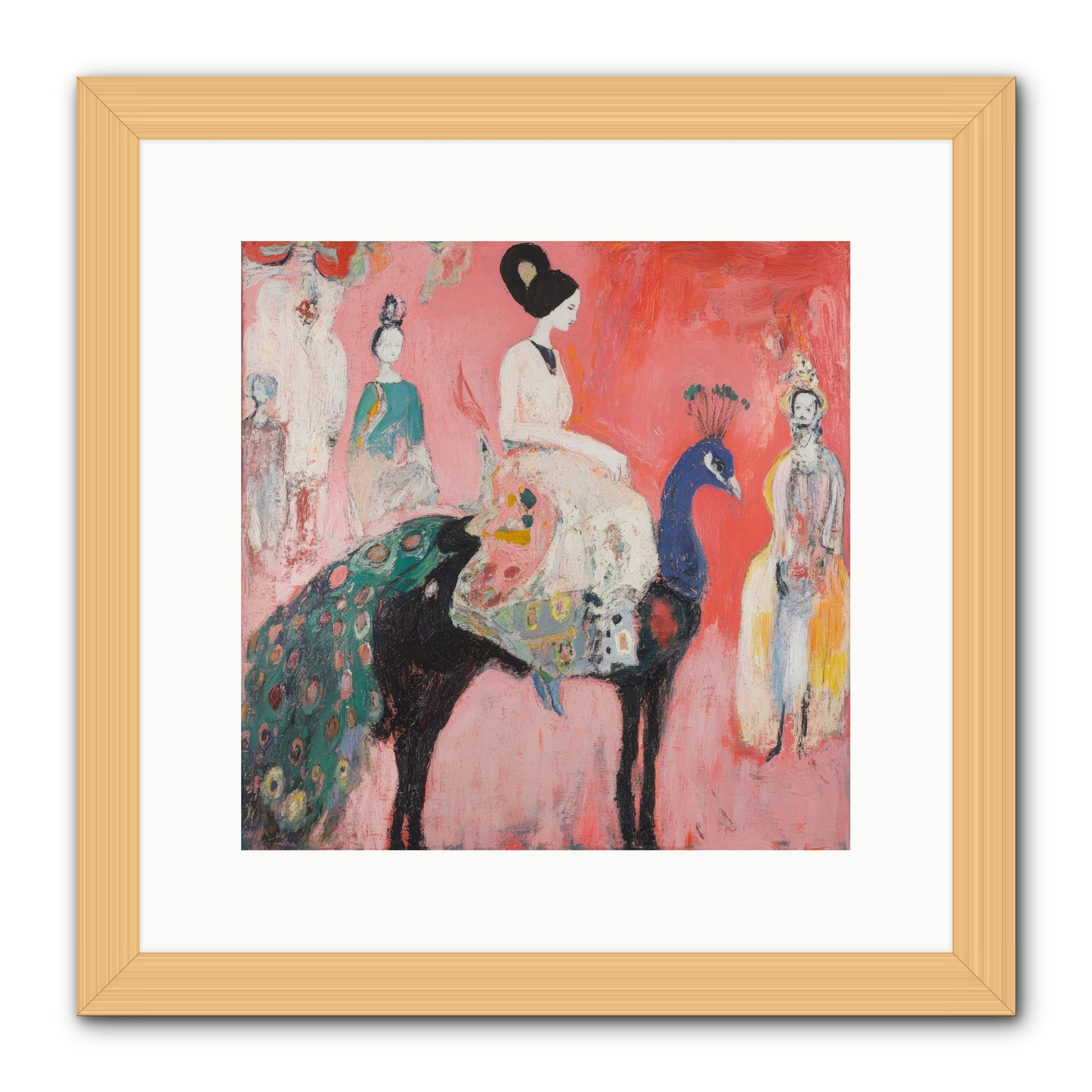 Theater Of Bold Plumes -- Framed Print - Natural 12x12