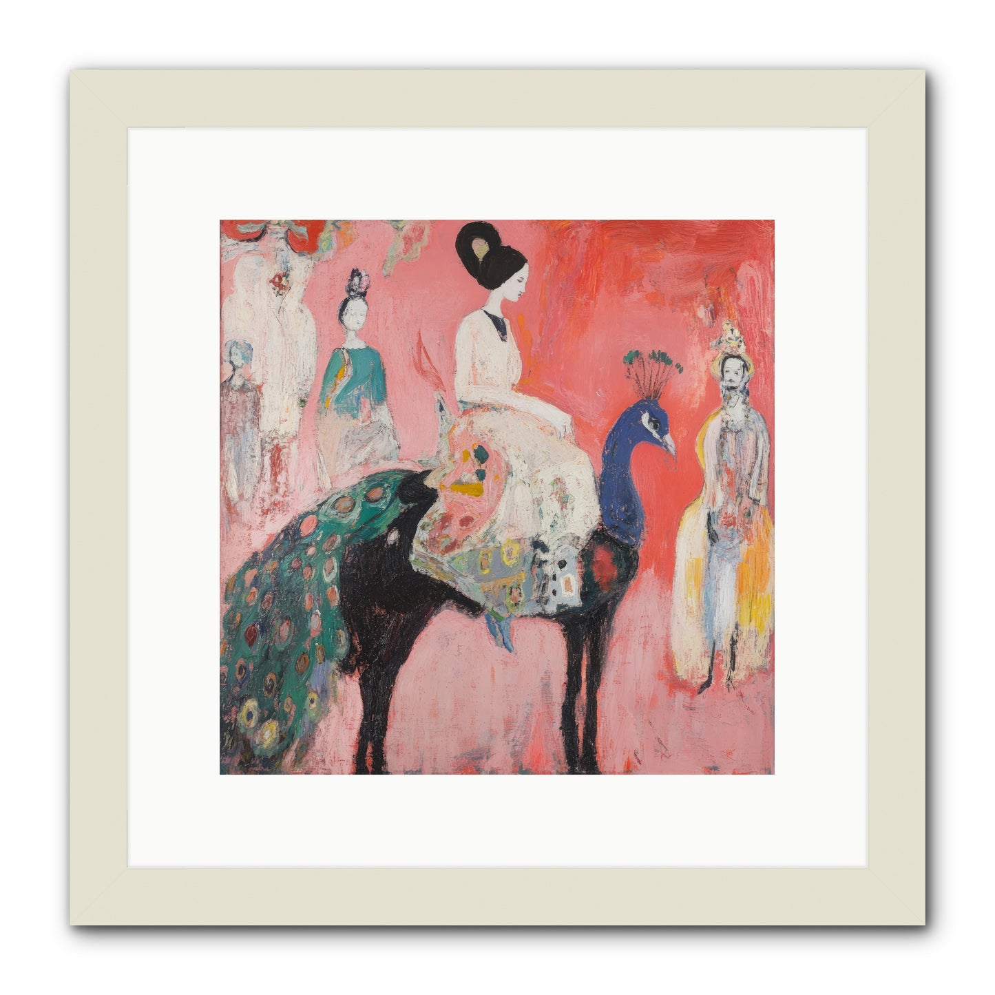 Theater Of Bold Plumes -- Framed Print - White 12x12