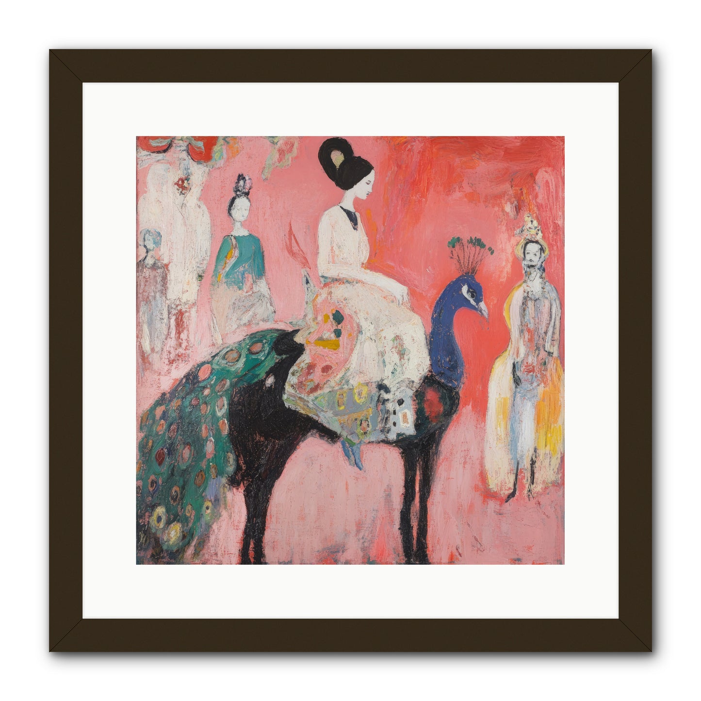 Theater Of Bold Plumes -- Framed Print - Black 16x16