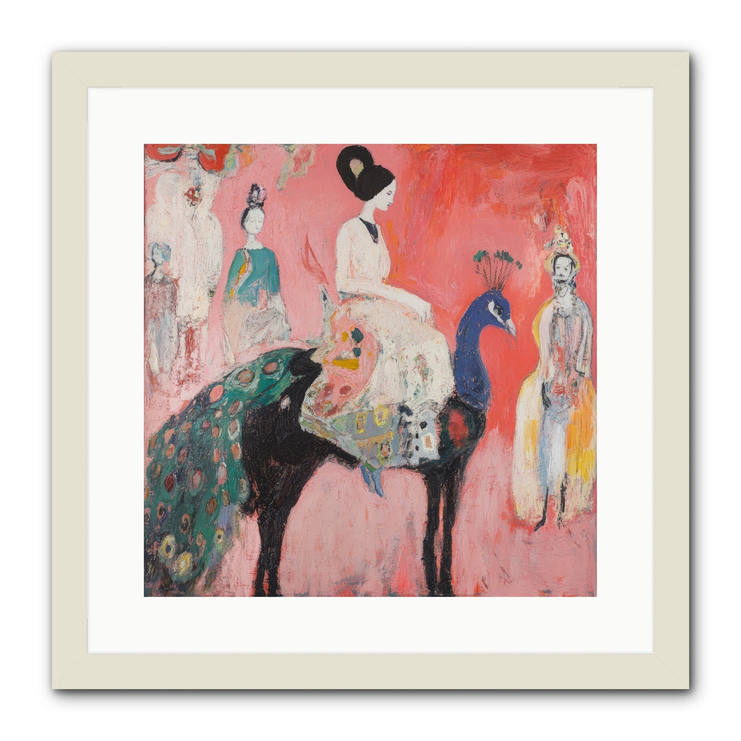Theater Of Bold Plumes -- Framed Print - White 16x16