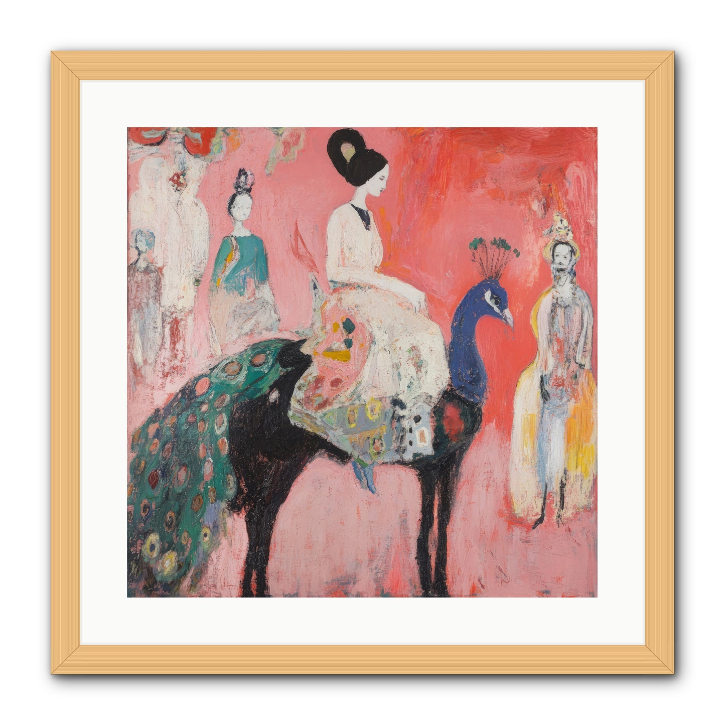 Theater Of Bold Plumes -- Framed Print - Natural 20x20