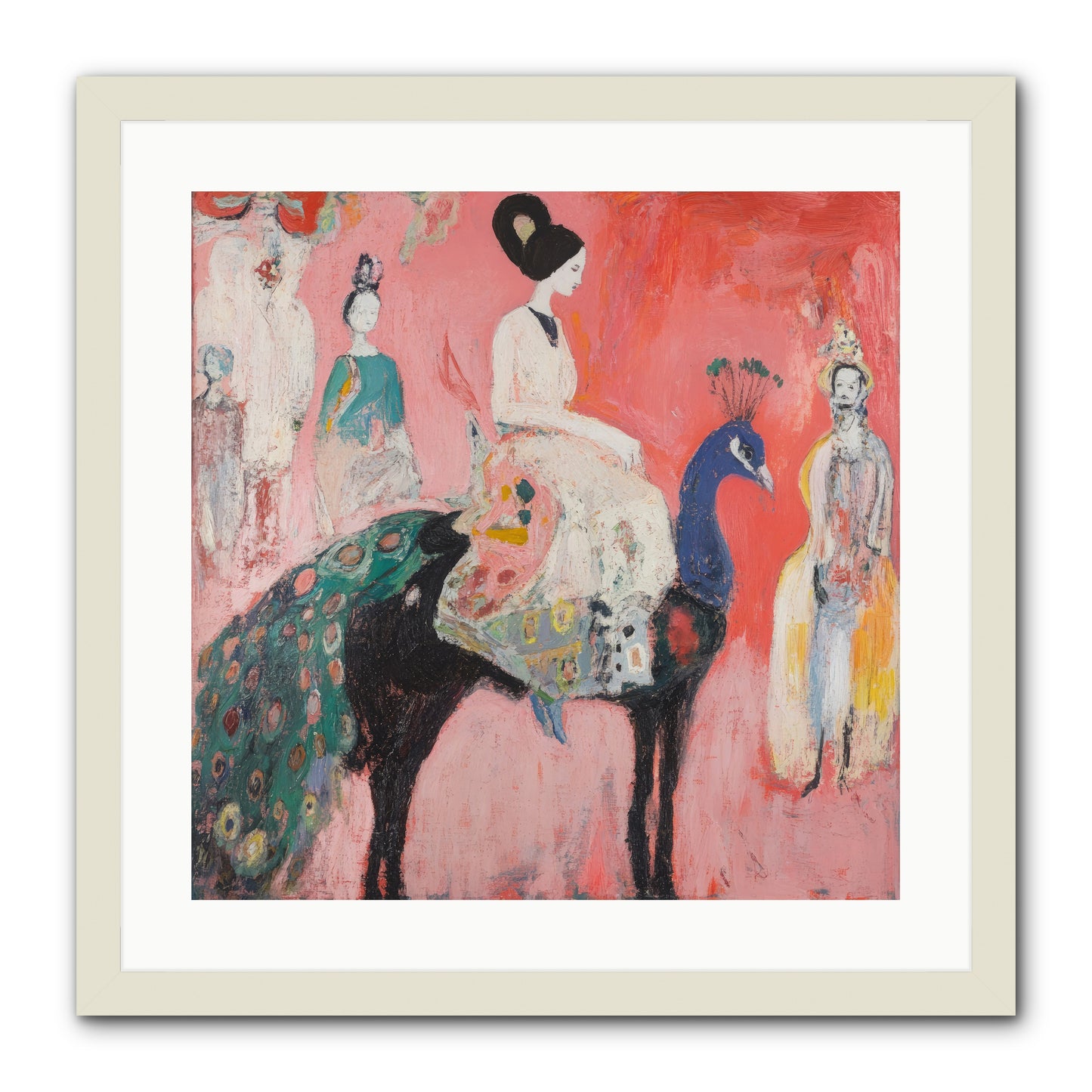 Theater Of Bold Plumes -- Framed Print - White 20x20