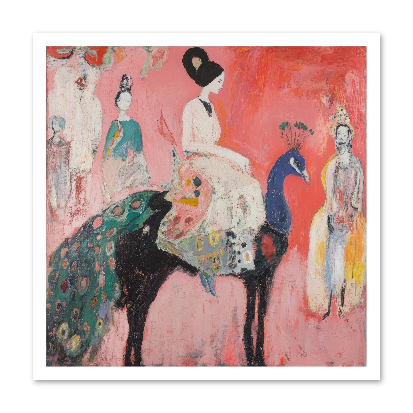 Theater Of Bold Plumes -- Loose Canvas Print 24x24