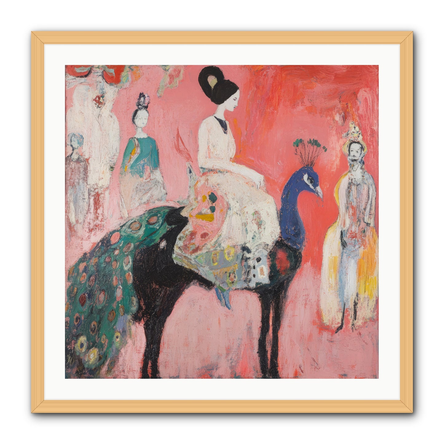 Theater Of Bold Plumes -- Framed Print - Natural 30x30