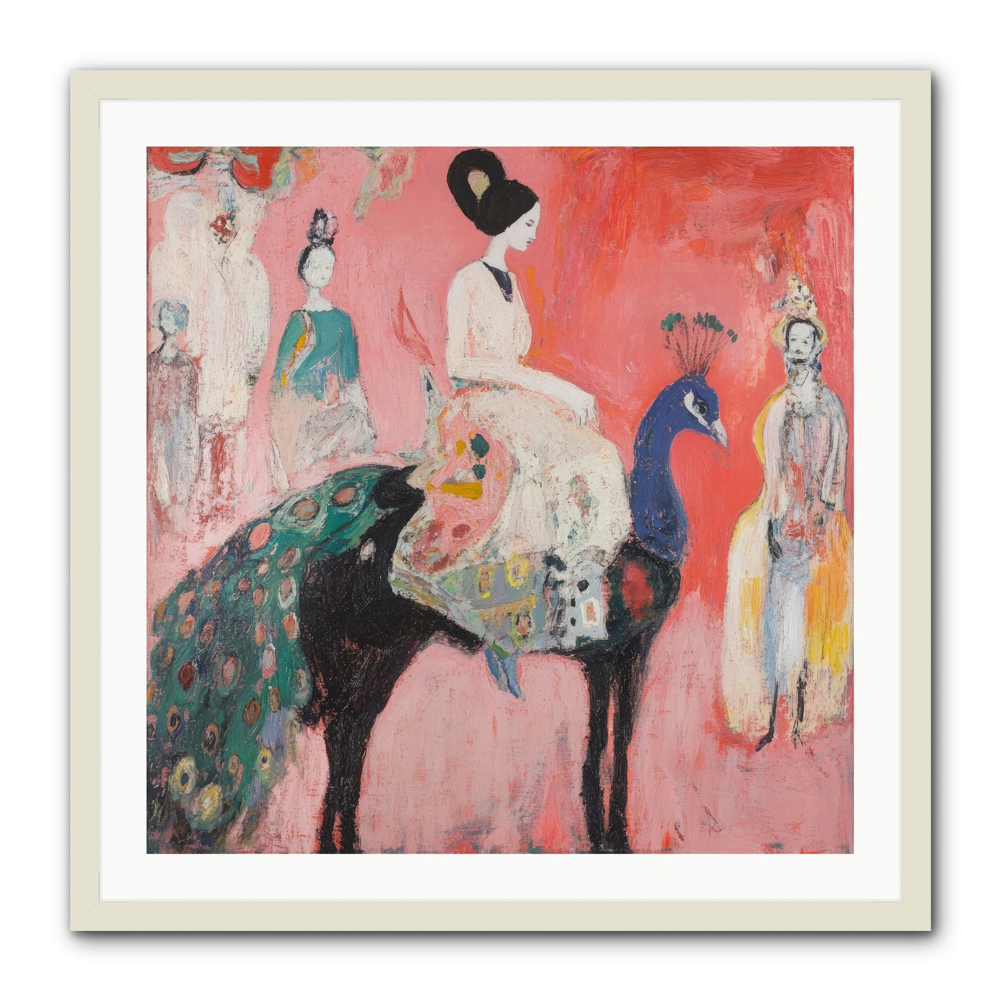 Theater Of Bold Plumes -- Framed Print - White 30x30