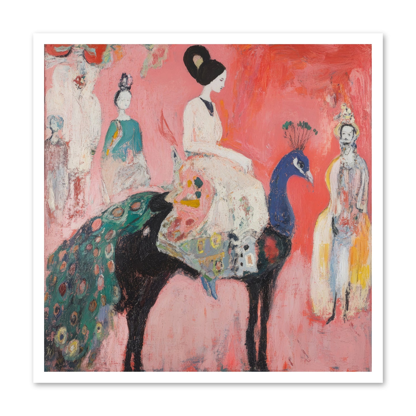 Theater Of Bold Plumes -- Loose Canvas Print 30x30