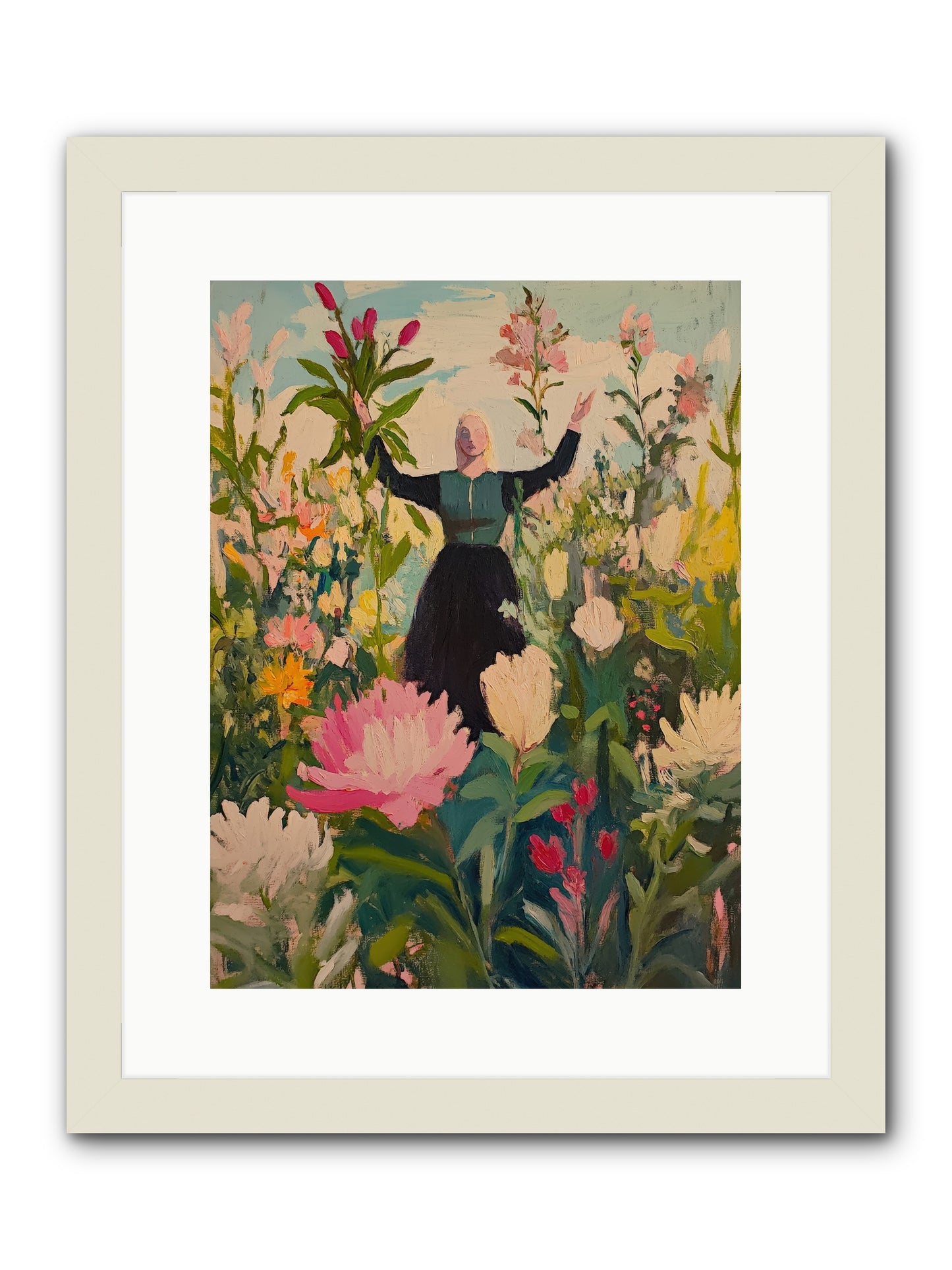 Thistle Lovebird-REZ -- Framed Print - White 12x16