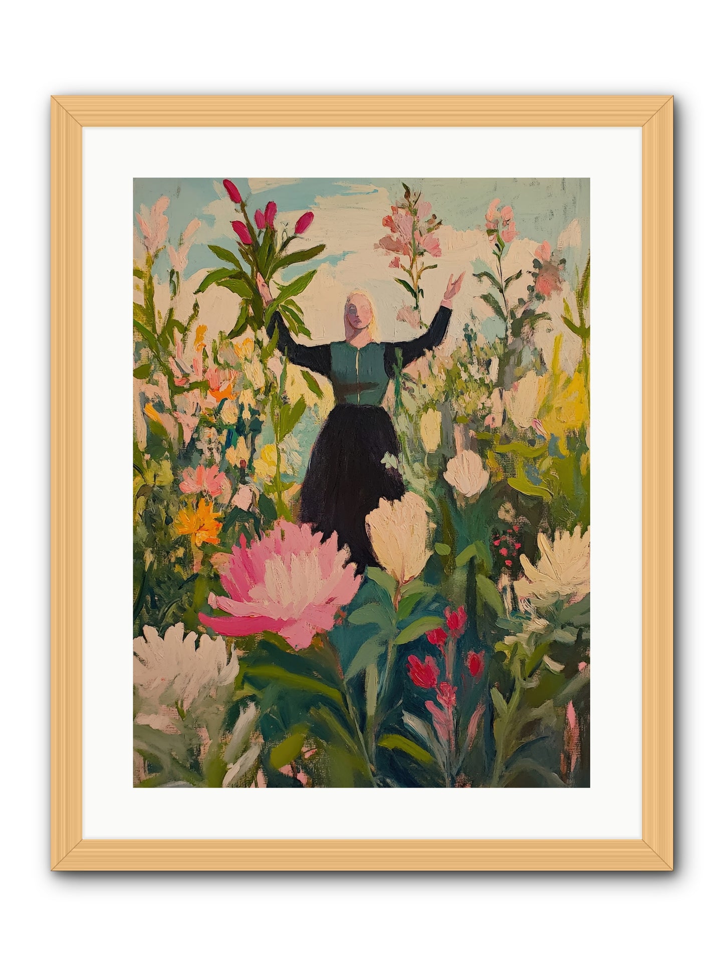 Thistle Lovebird-REZ -- Framed Print - Natural 18x24
