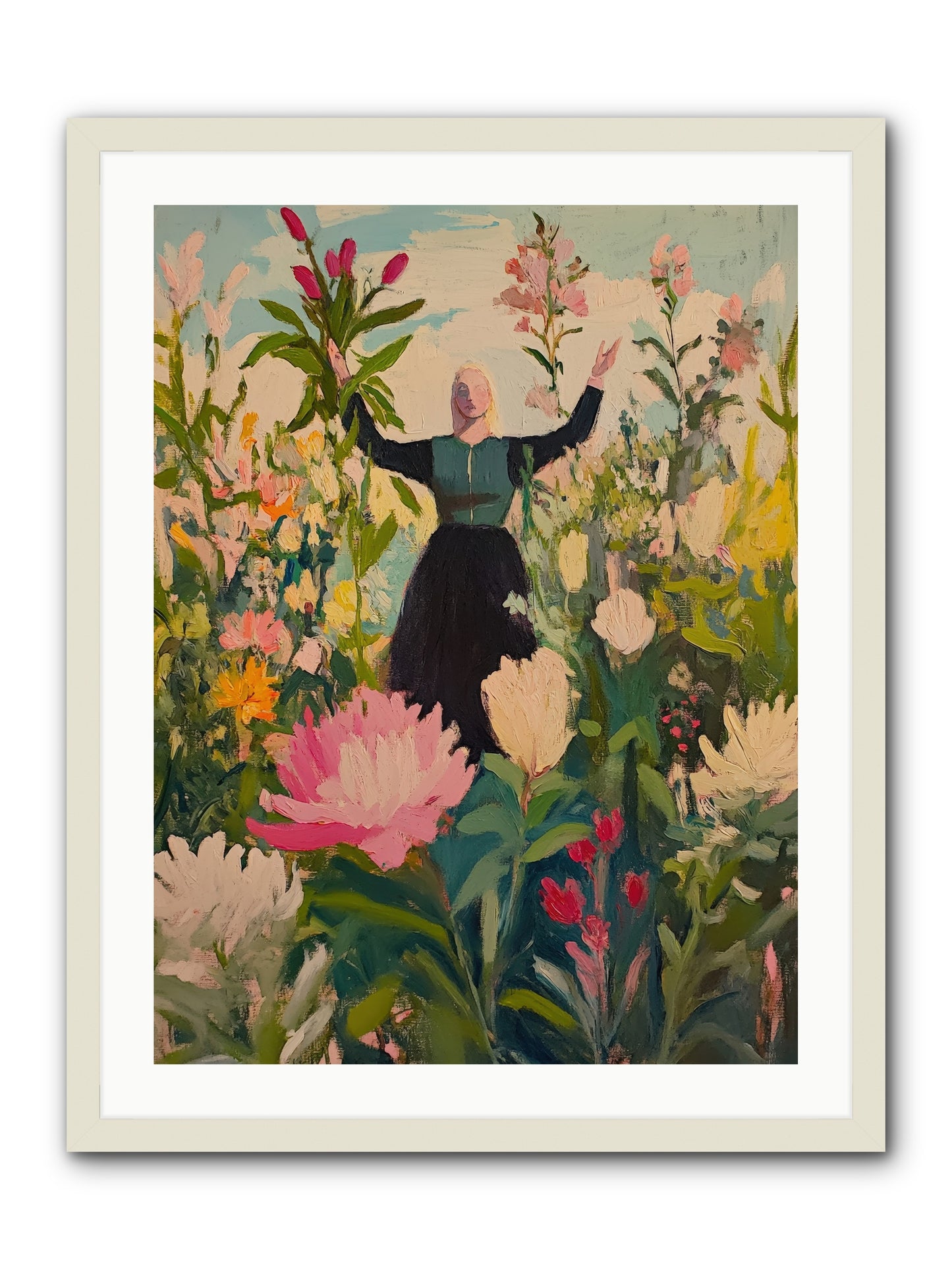 Thistle Lovebird-REZ -- Framed Print - White 24x32