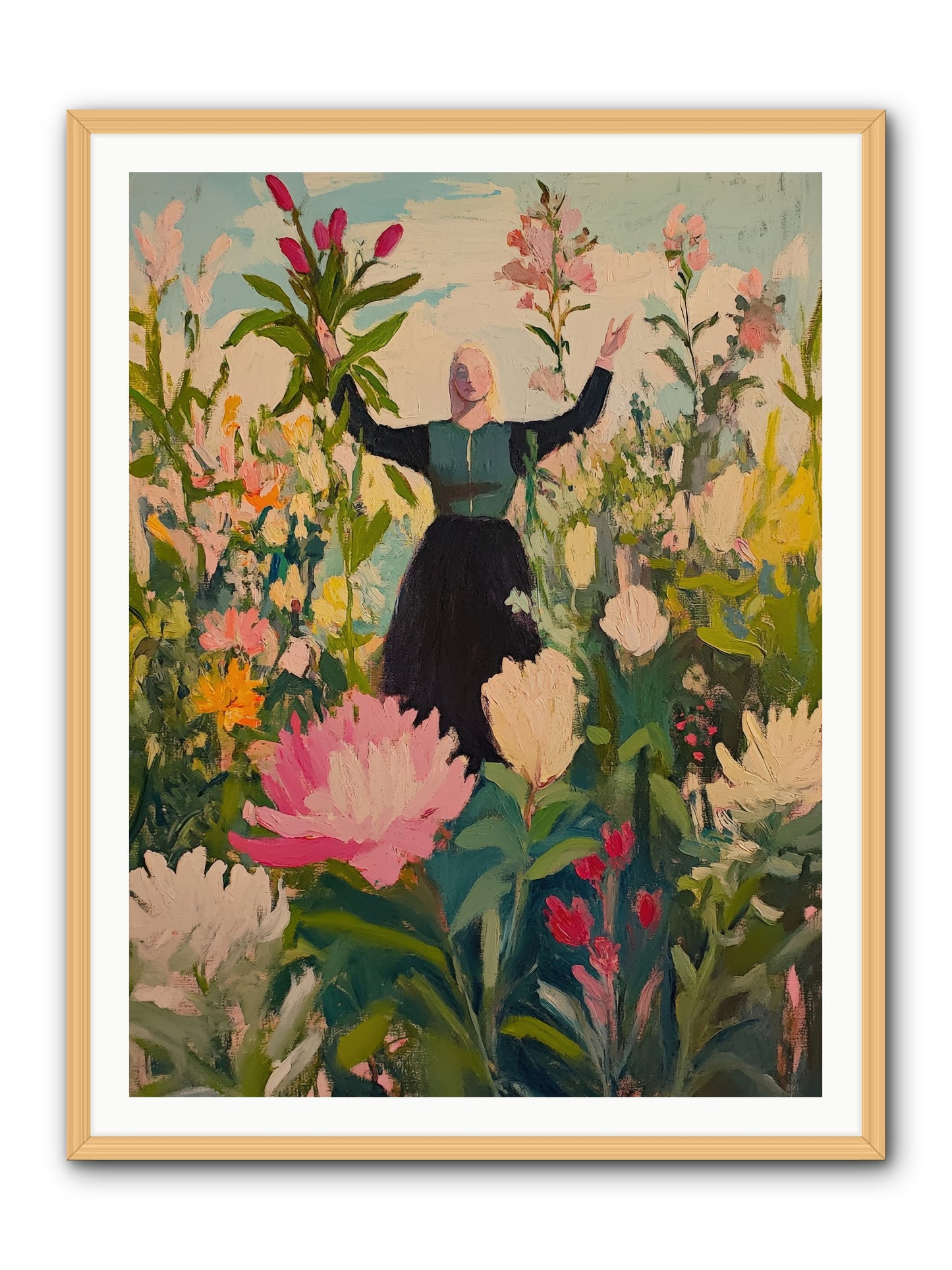 Thistle Lovebird-REZ -- Framed Print - Natural 36x48