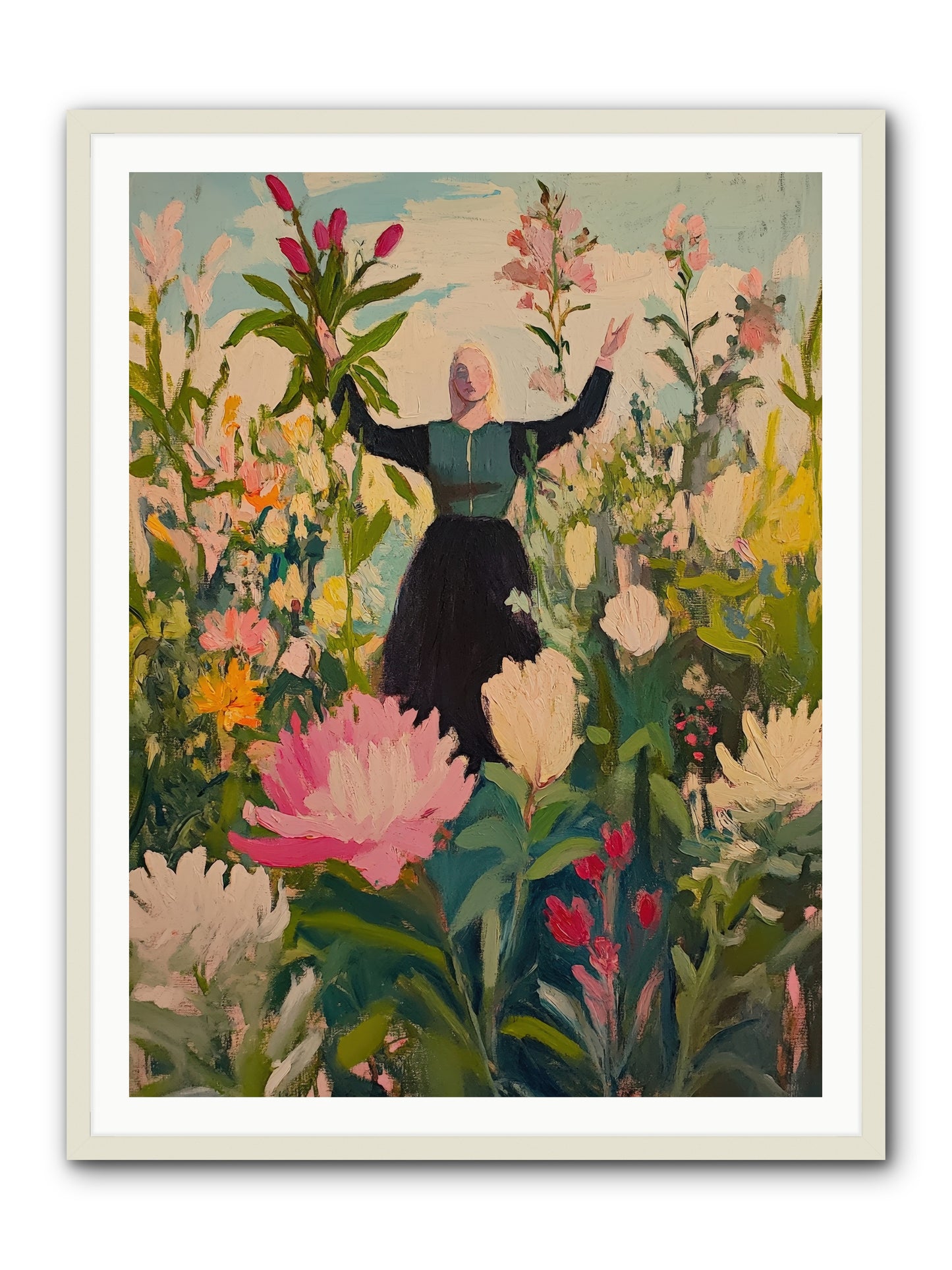 Thistle Lovebird-REZ -- Framed Print - White 36x48