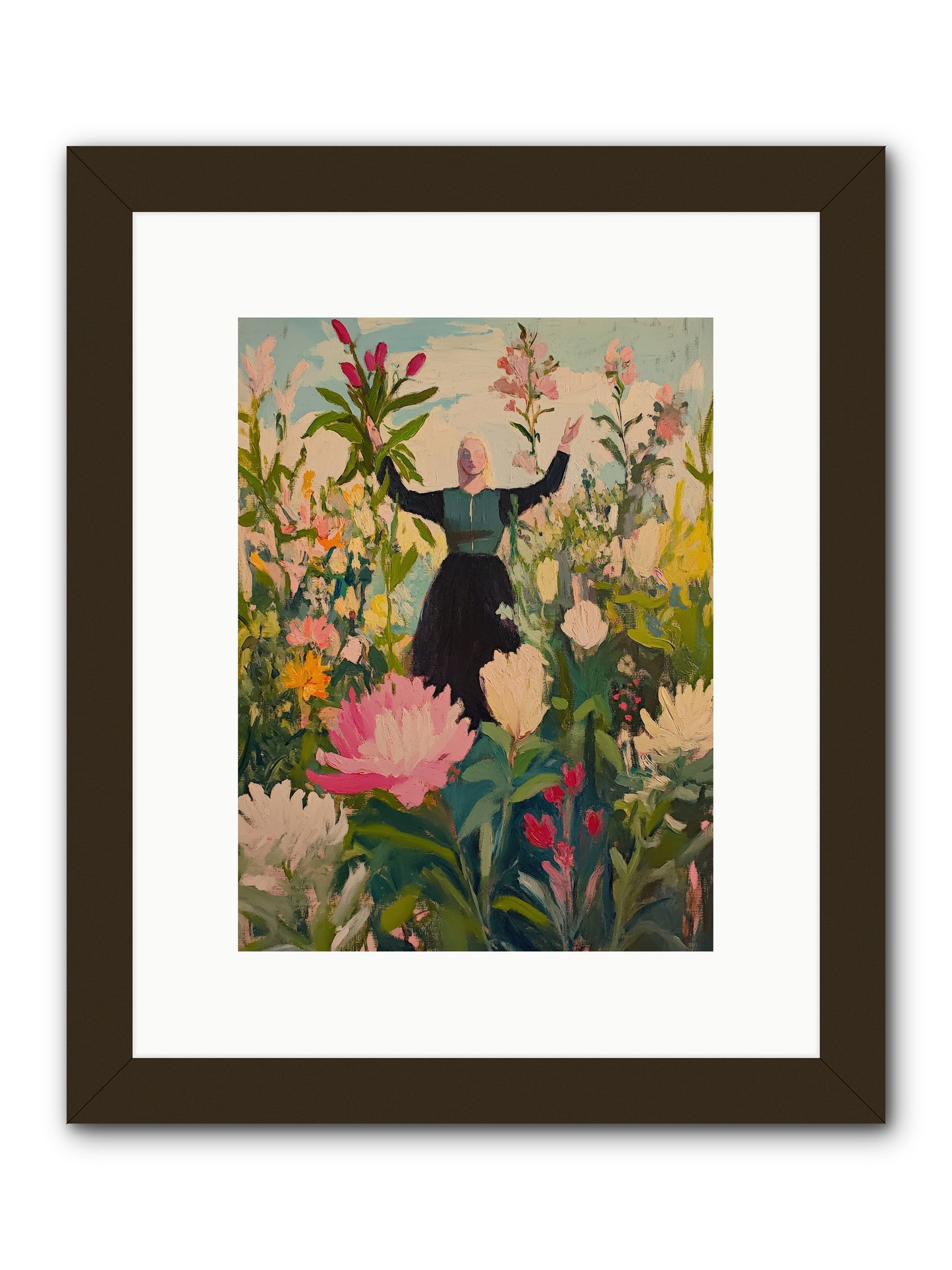 Thistle Lovebird-REZ -- Framed Print - Black 9x12