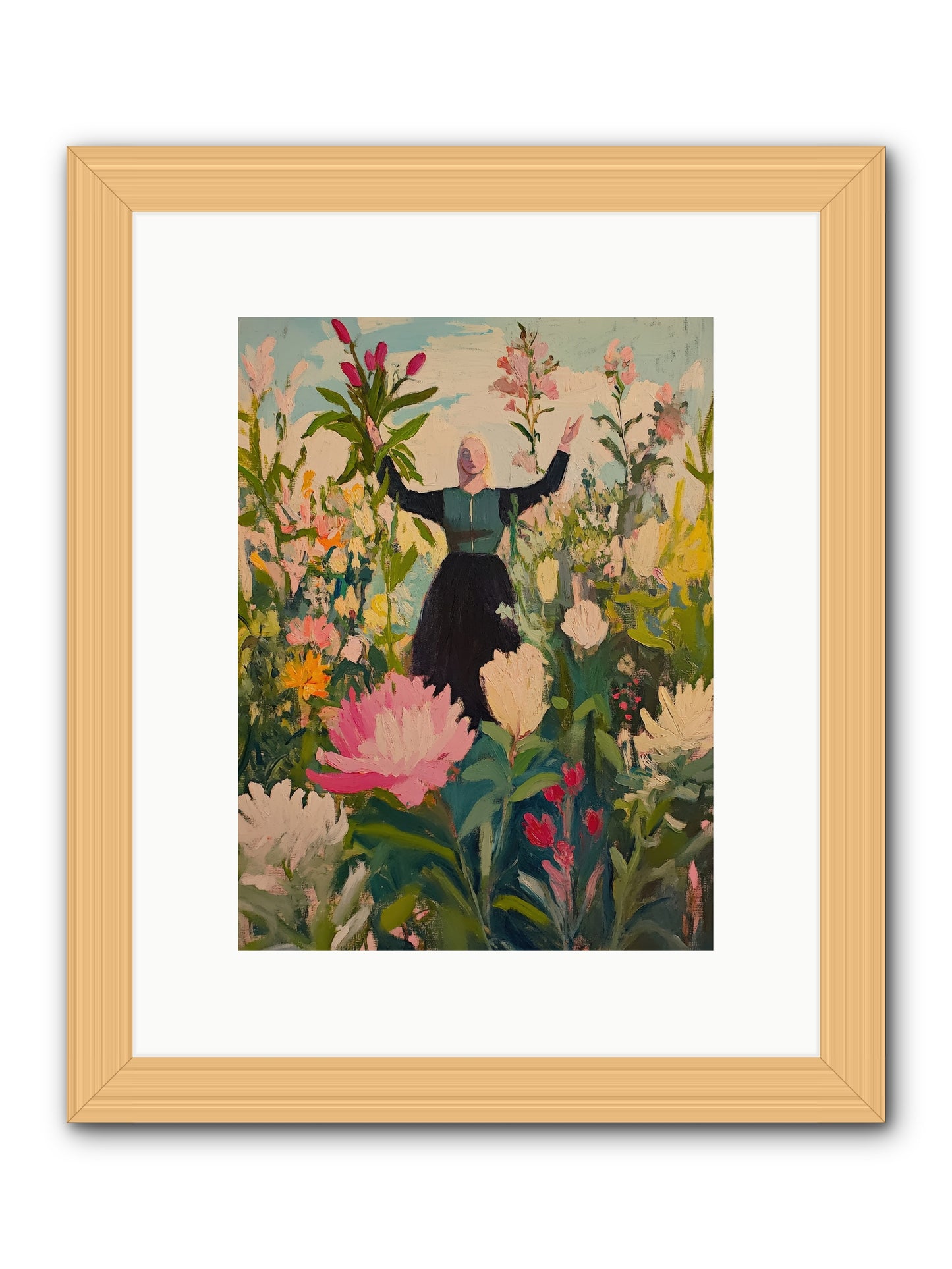 Thistle Lovebird-REZ -- Framed Print - Natural 9x12