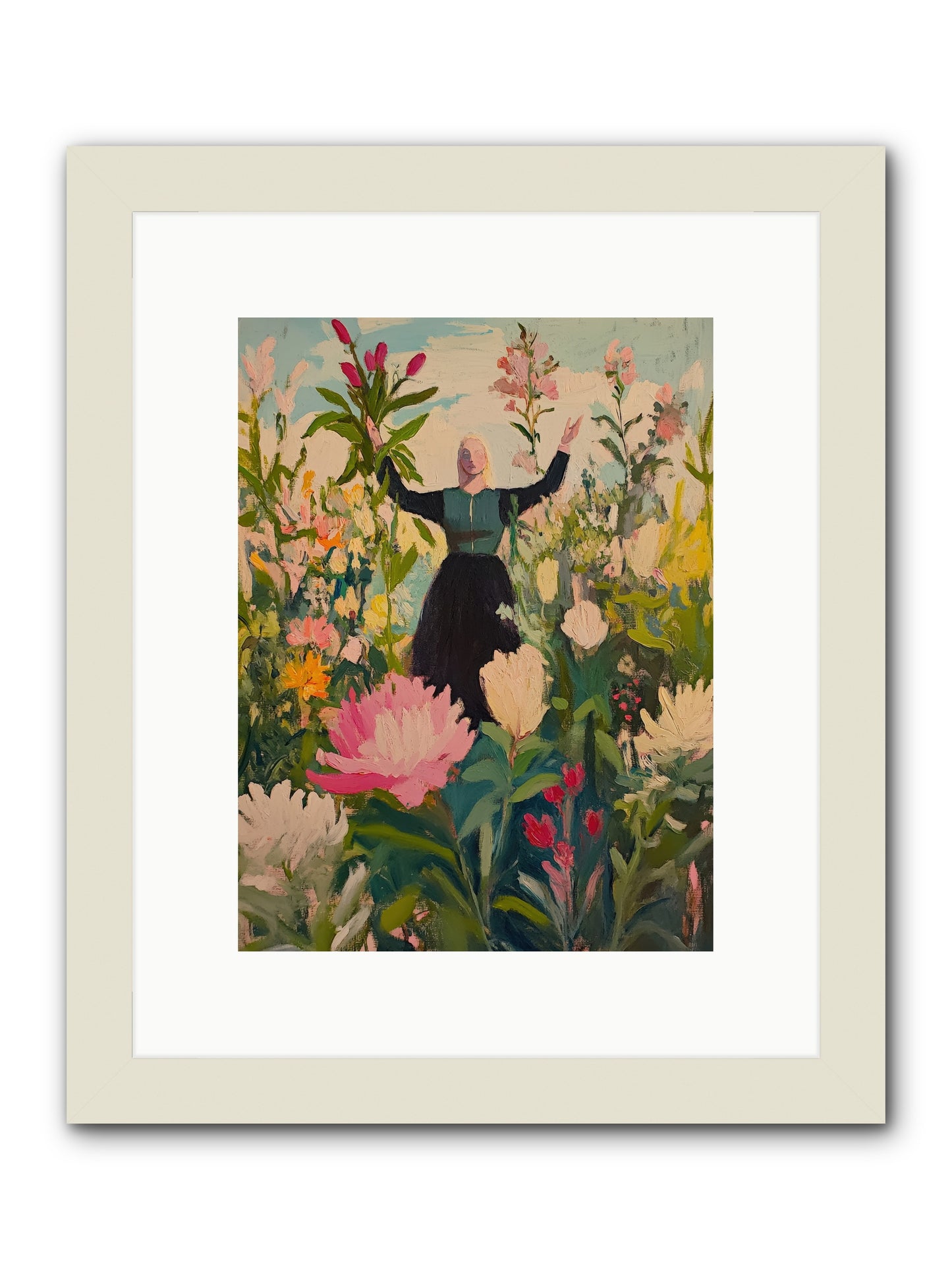 Thistle Lovebird-REZ -- Framed Print - White 9x12