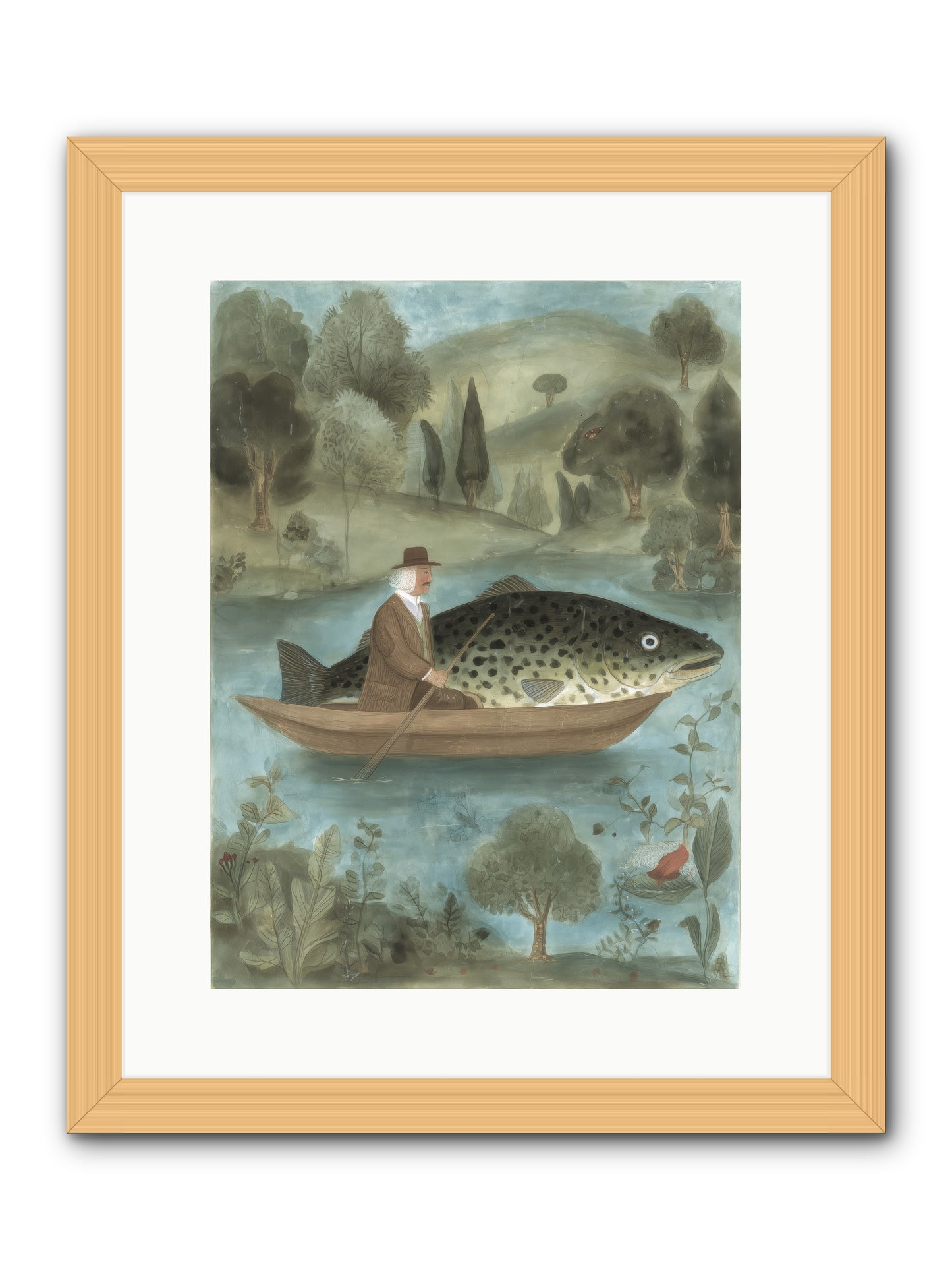 Thoreau's Pond -- Framed Print - Natural 12x16