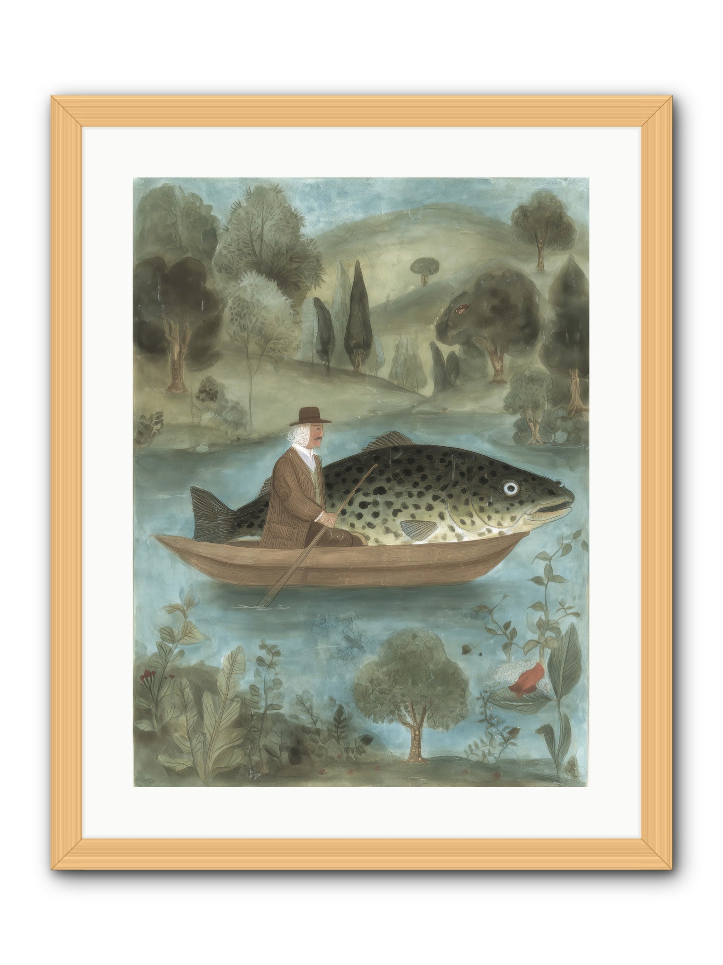 Thoreau's Pond -- Framed Print - Natural 18x24