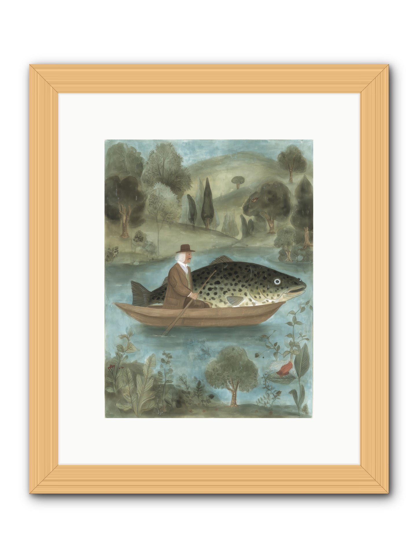 Thoreau's Pond -- Framed Print - Natural 9x12