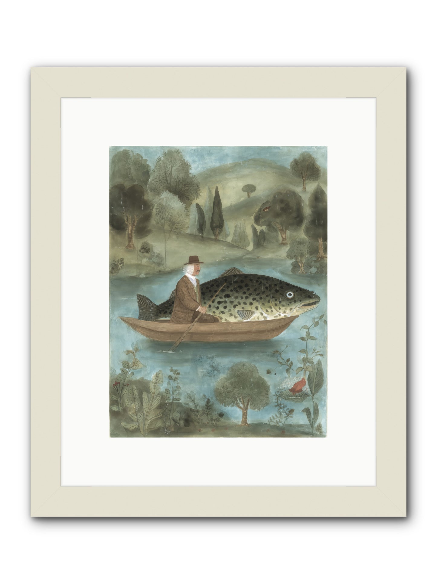Thoreau's Pond -- Framed Print - White 9x12