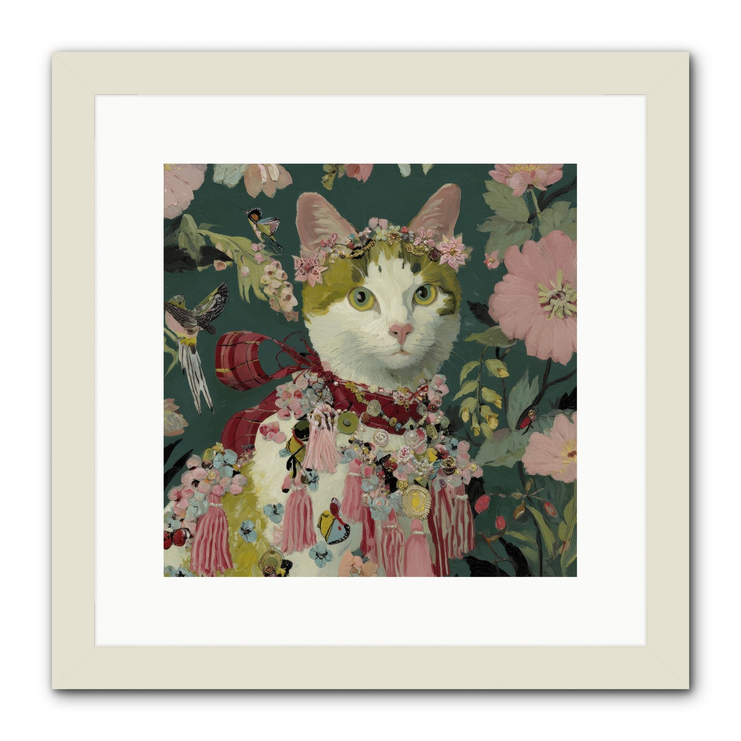 Threads of Sunrise -- Framed Print - White 12x12