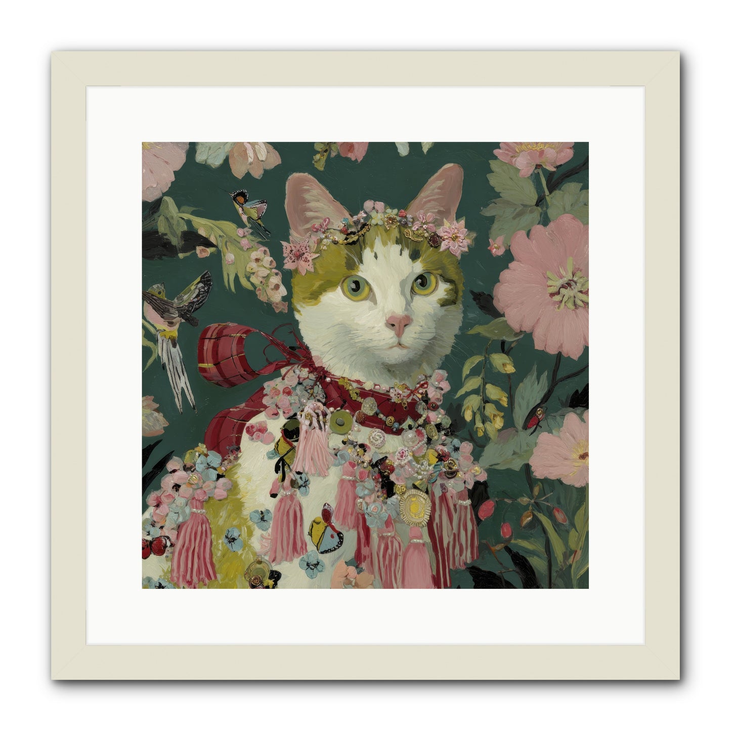 Threads of Sunrise -- Framed Print - White 16x16