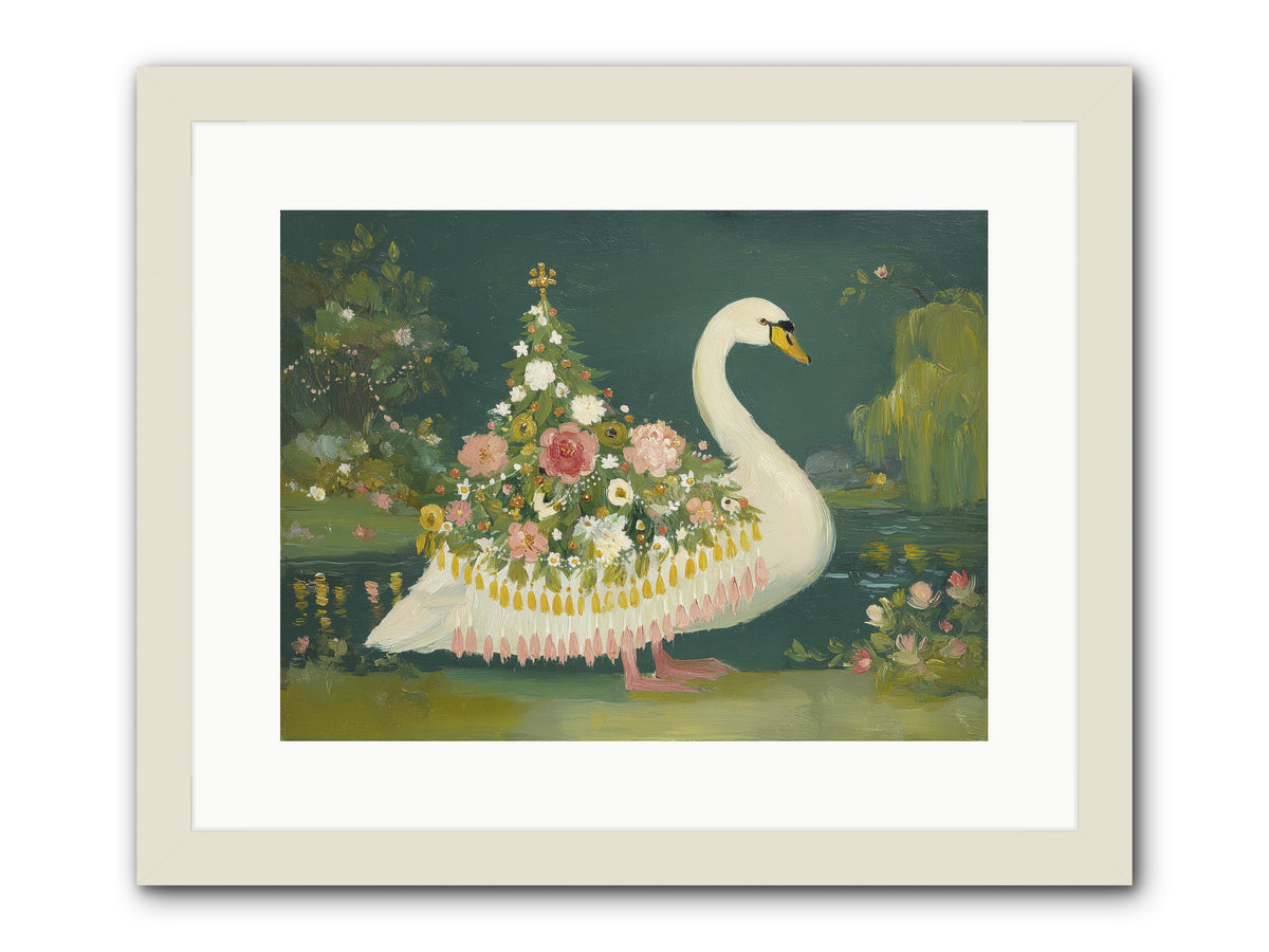 Through Glittering Waters -- Framed Print - White 16x12