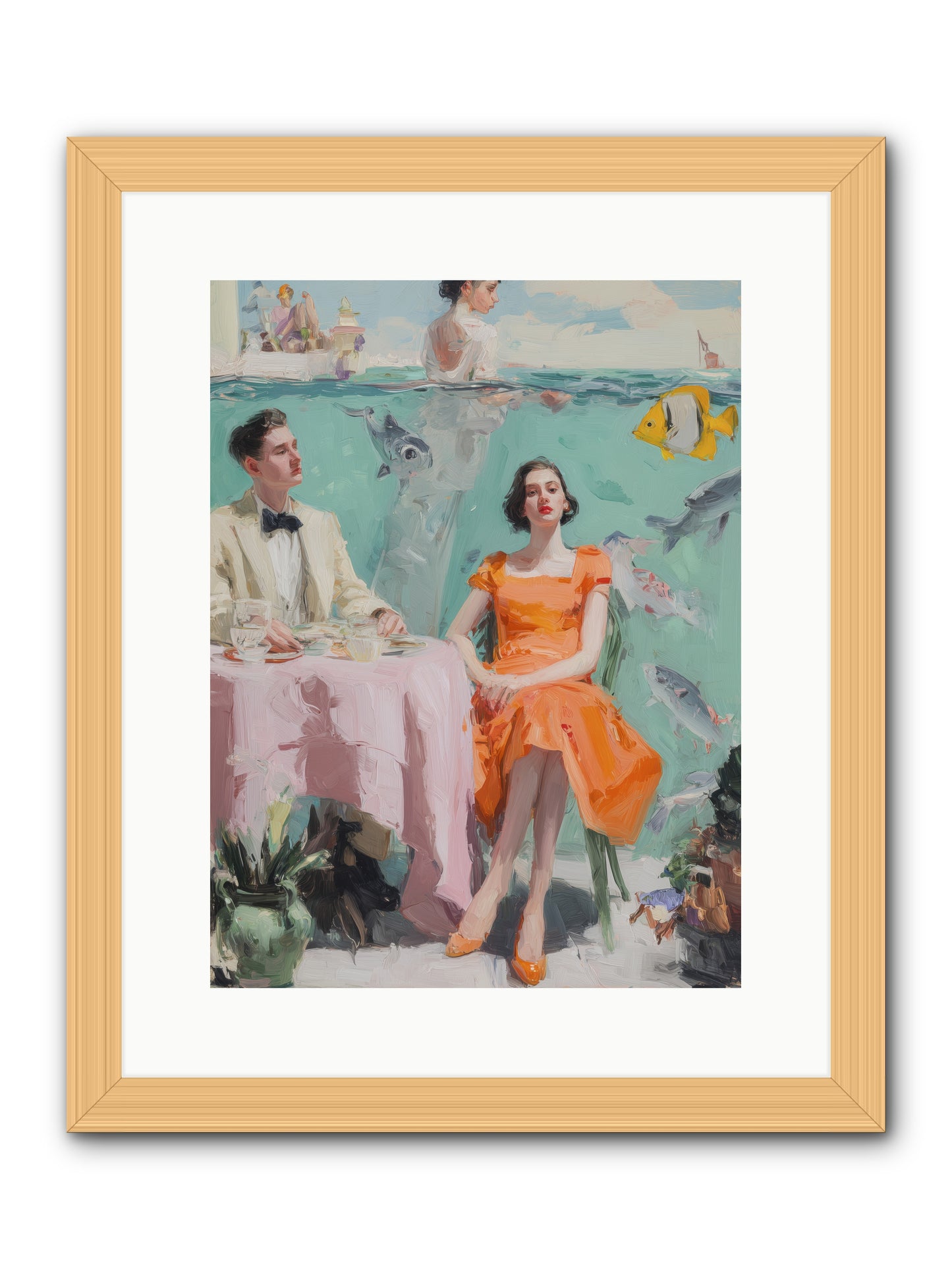 Tidal Cocktails -- Framed Print - Natural 12x16