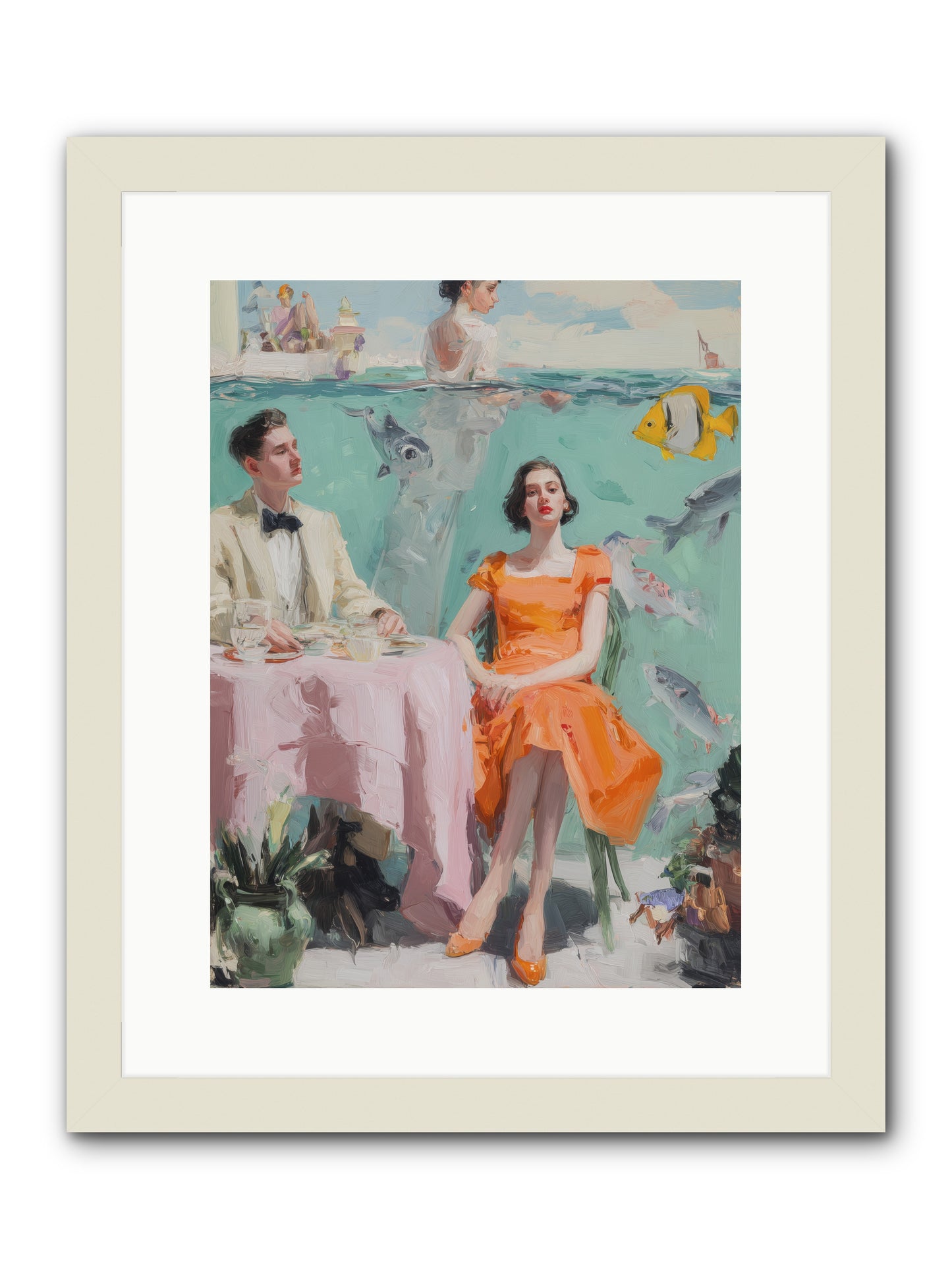Tidal Cocktails -- Framed Print - White 12x16