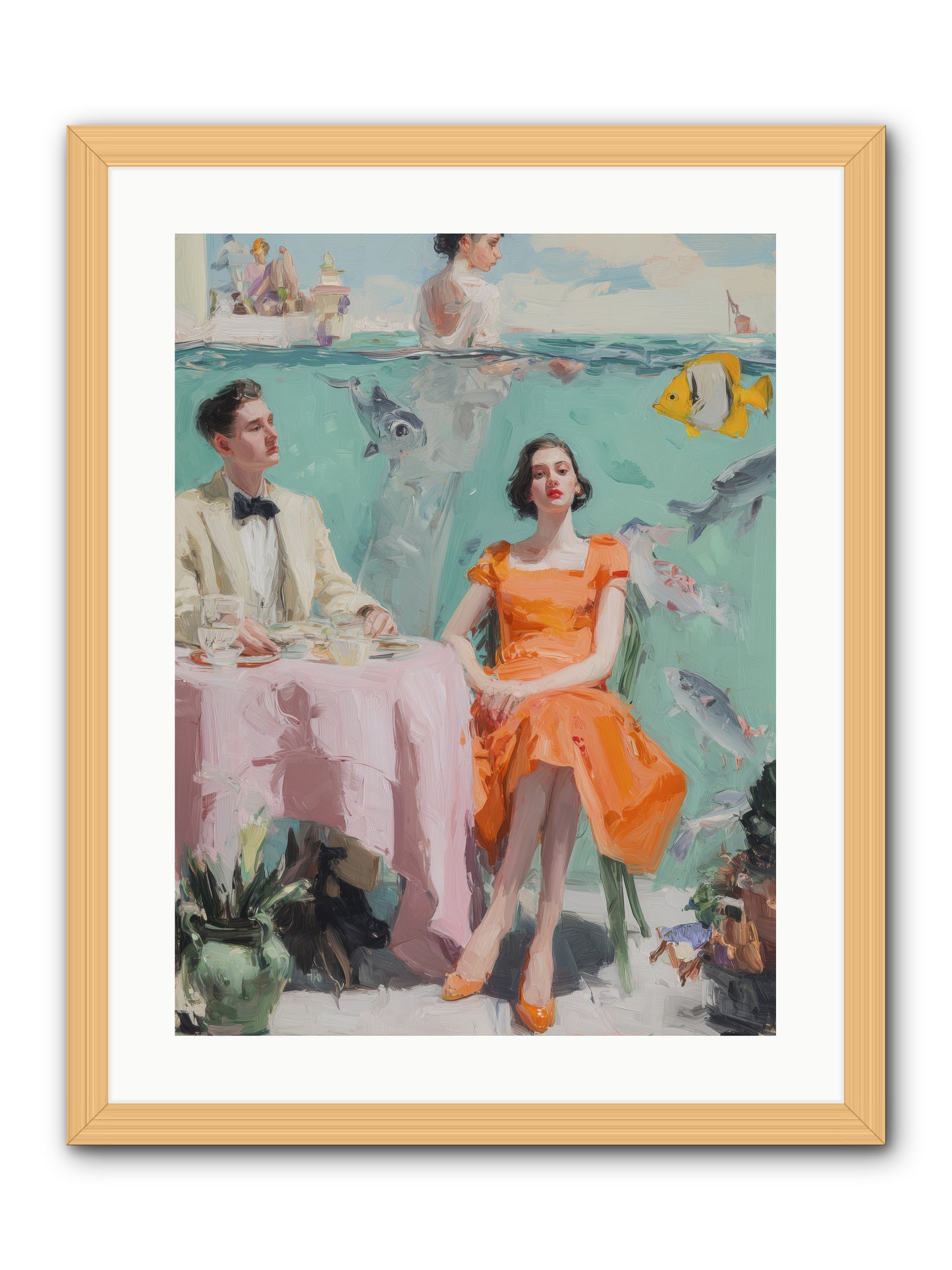 Tidal Cocktails -- Framed Print - Natural 18x24