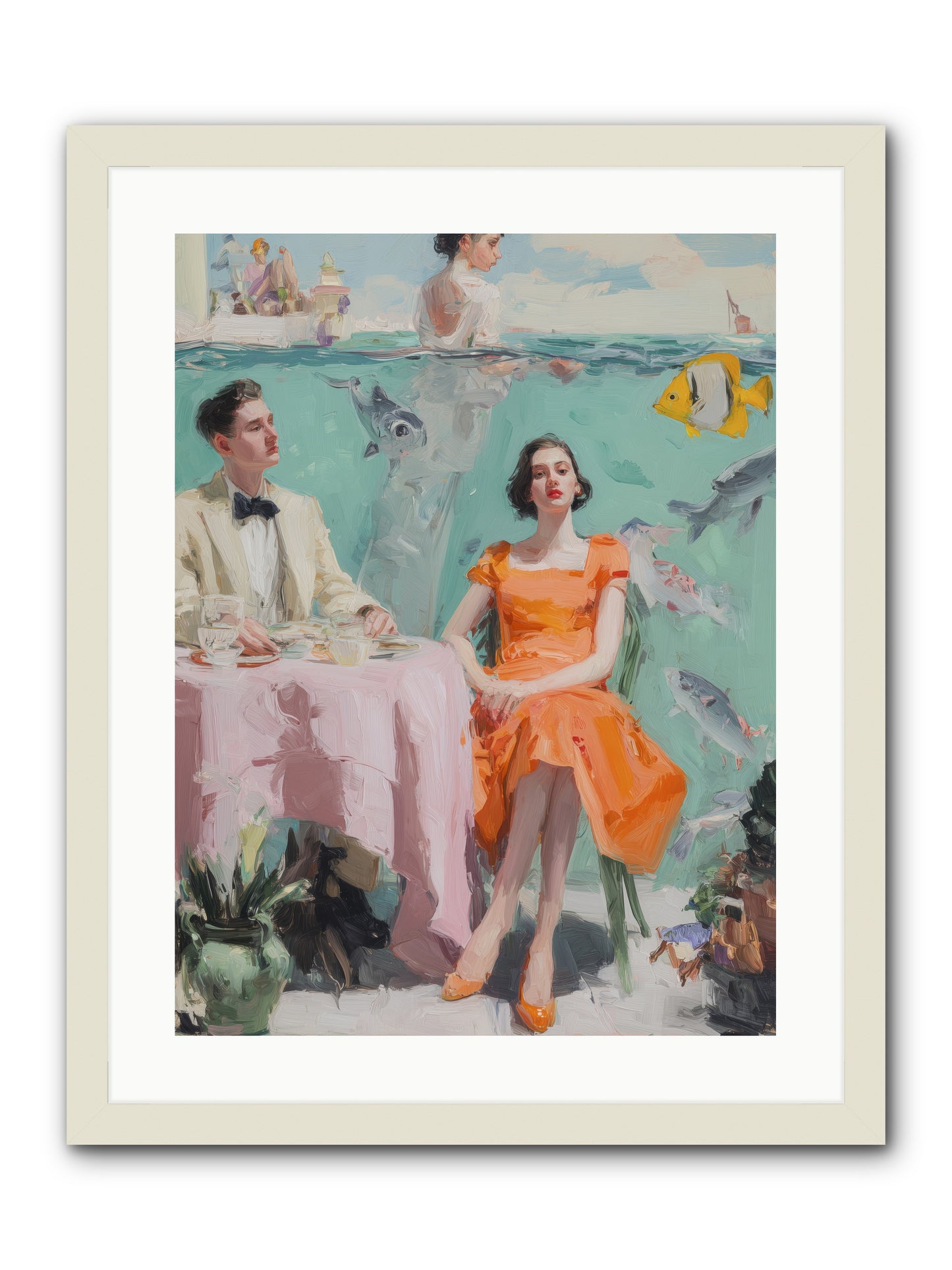 Tidal Cocktails -- Framed Print - White 18x24