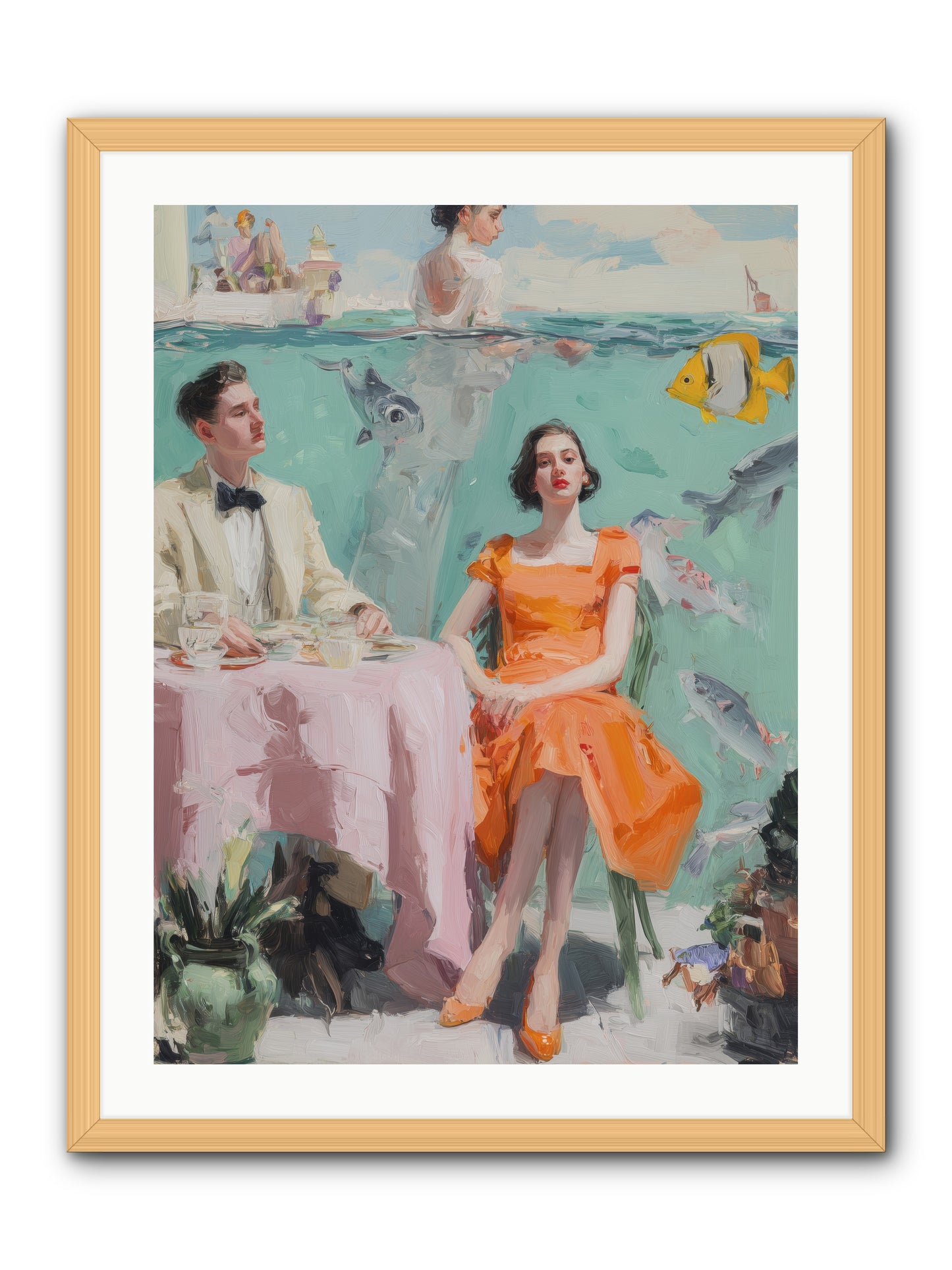Tidal Cocktails -- Framed Print - Natural 24x32