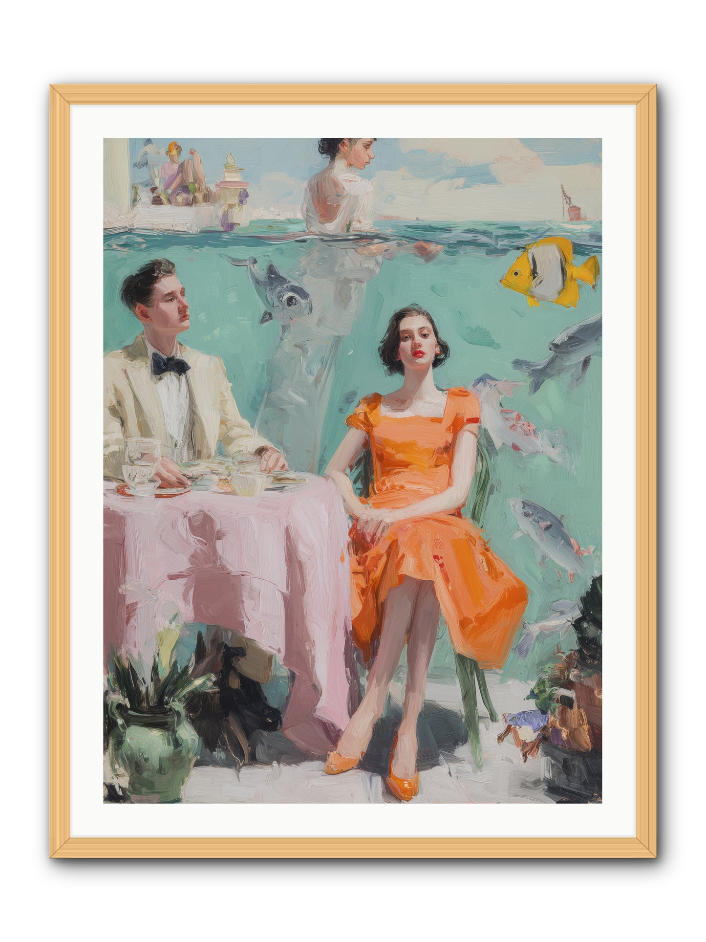 Tidal Cocktails -- Framed Print - Natural 30x40